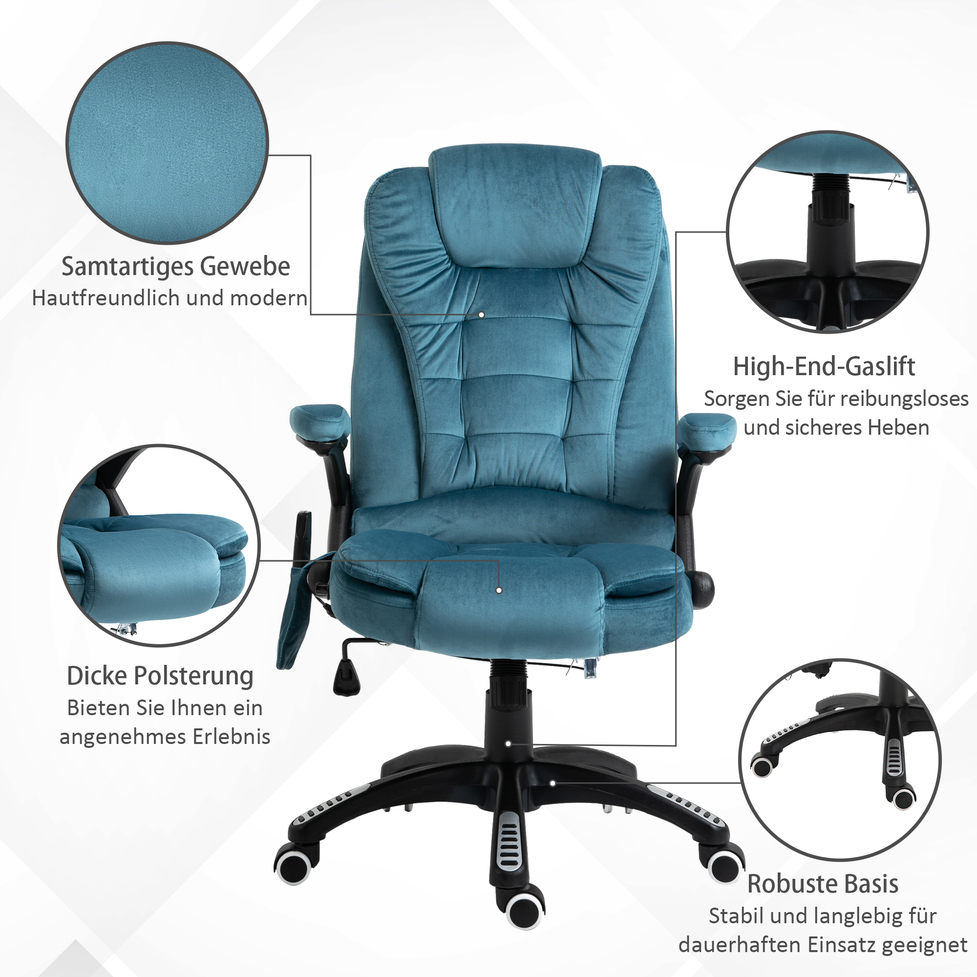 Massagesessel Chefsessel Gamingstuhl Massagebürostuhl Blau