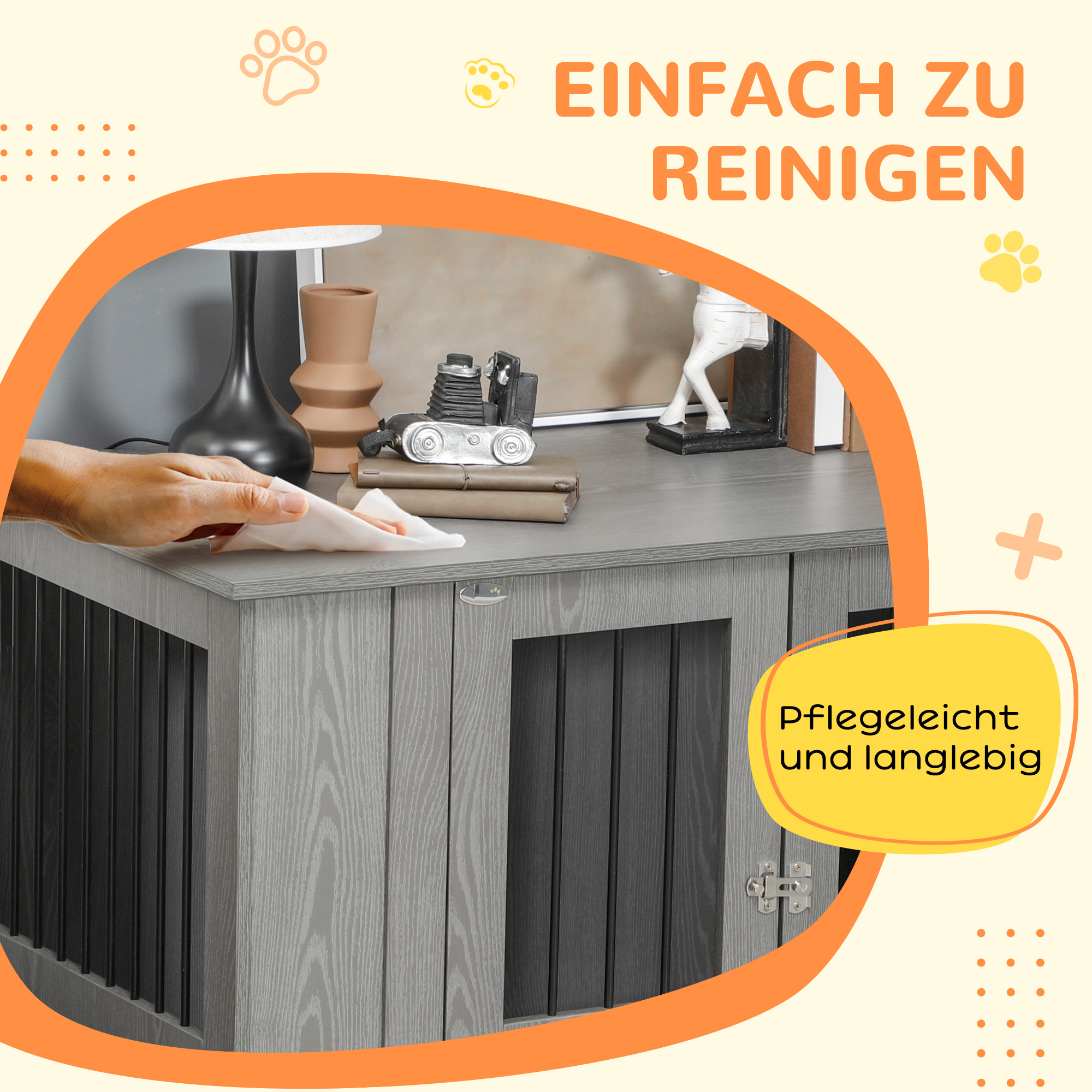 Hundekäfig Hundebox, 2 Türen, inkl. Verriegelung,116 cm x 60 cm x 87 cm, Grau