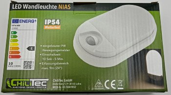 LED Wandleuchte "NIAS" IP54, 3000K / 10W, 980lm, 140° Bewegungsmelder