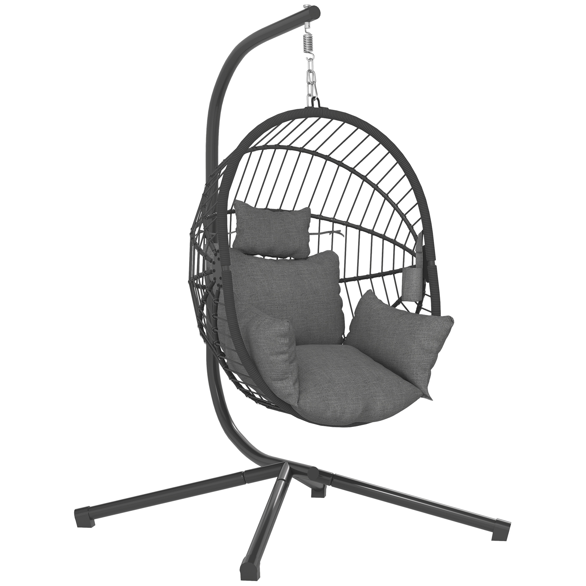 Outdoor Hängesessel Hängesessel, inkl. Polster, Egg-Chair, 120 cm x 106 cm x 188 cm,  Grau