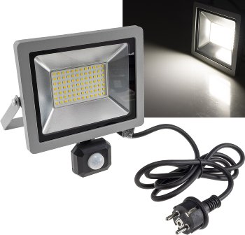 LED-Fluter SlimLine "CTF-SLT50 PIR" / 50W, IP44, 5220lm, 4000K, Bewegungsmelde