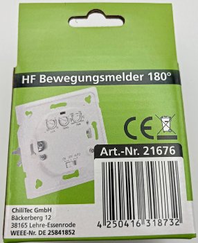 Bewegungsmelder Unterputz HF 160° / LED geeignet, 3-Draht Technik, weiß