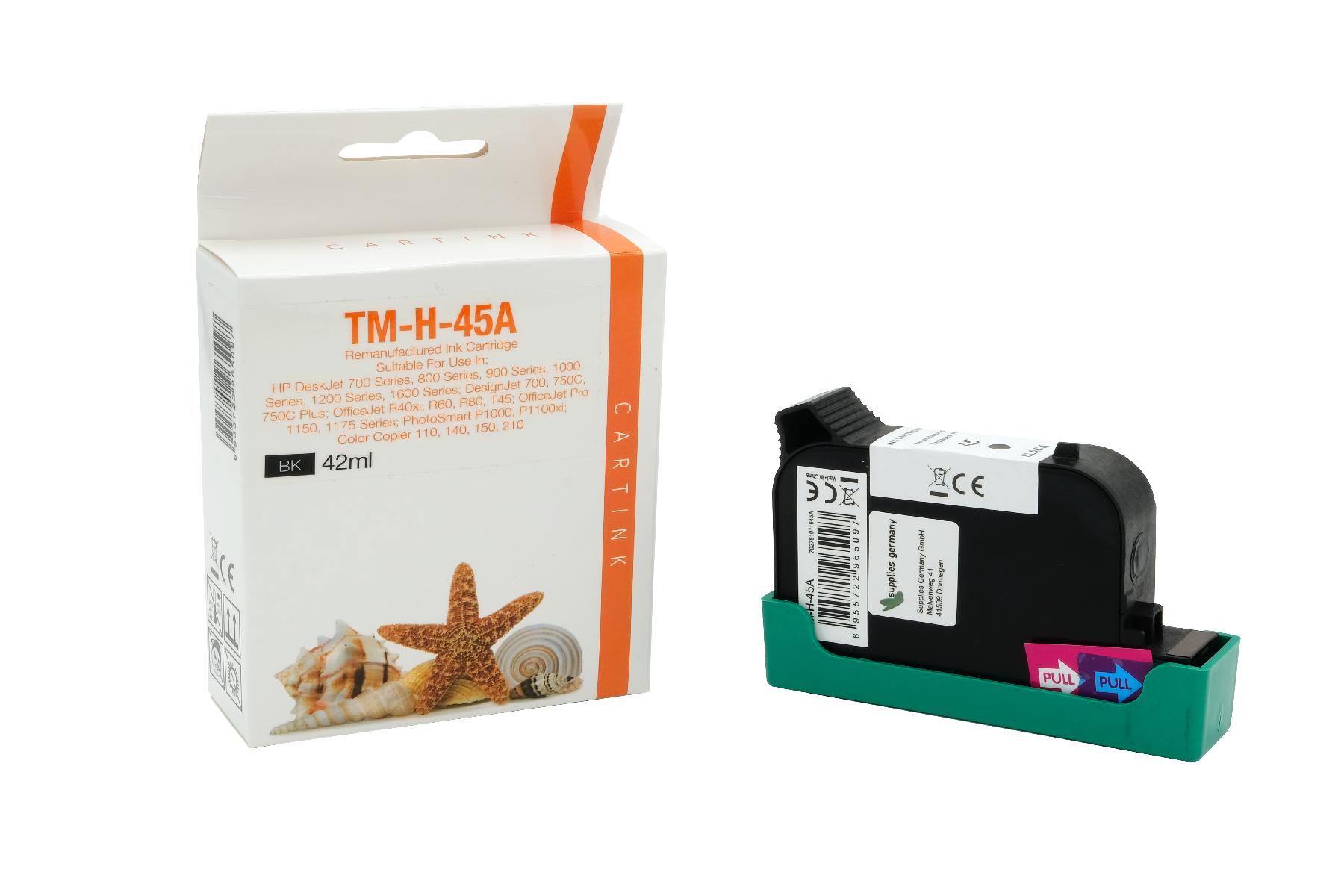 45A Refill Tinte schwarz für HP / 51645A / 42ml 45A Refill Tinte schwarz für HP / 51645A / 42ml