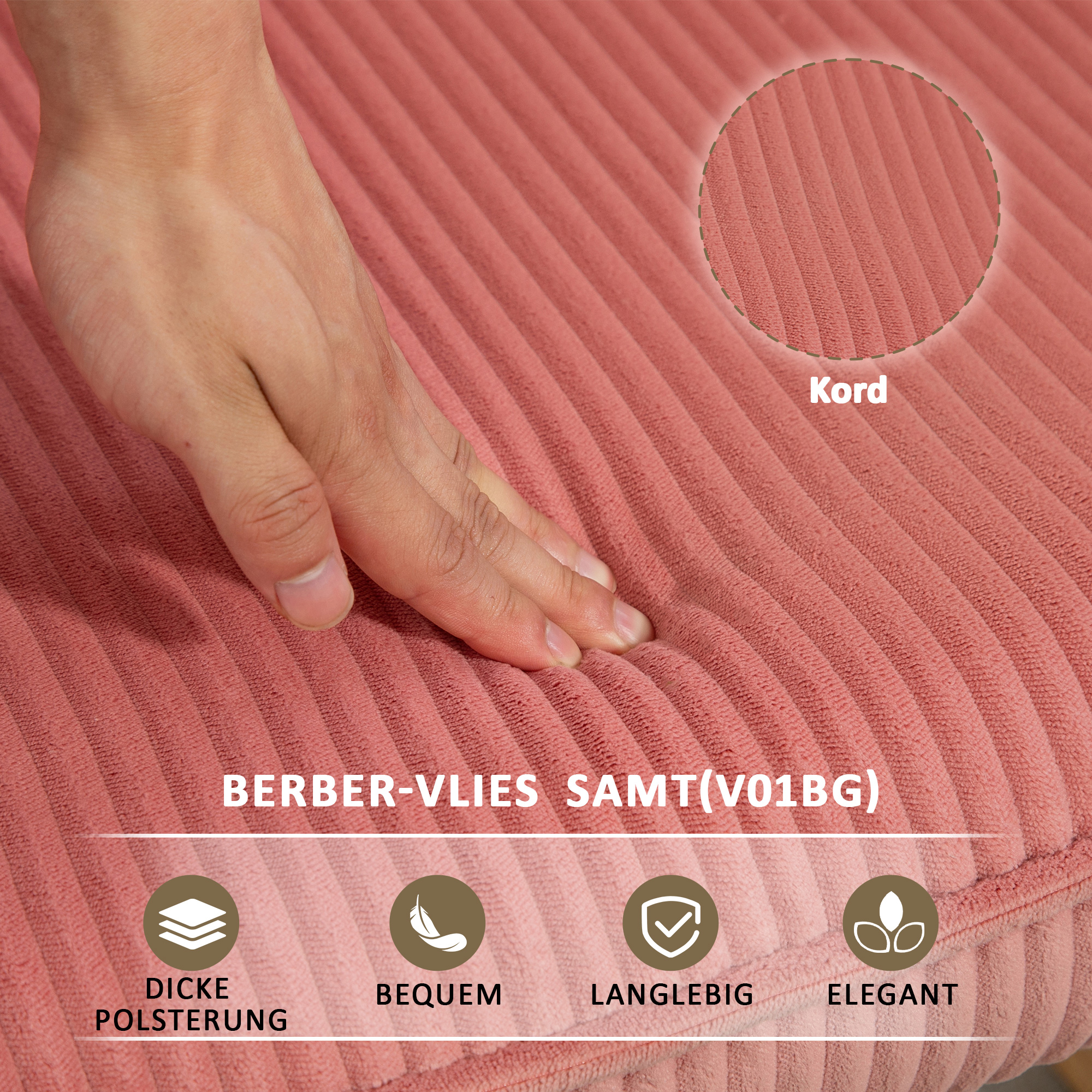 Schaukelstuhl, Relaxsessel, Schaukelsessel, belastbar bis 120 kg, Polyester, 98 x 71 x 101 cm, Rosa