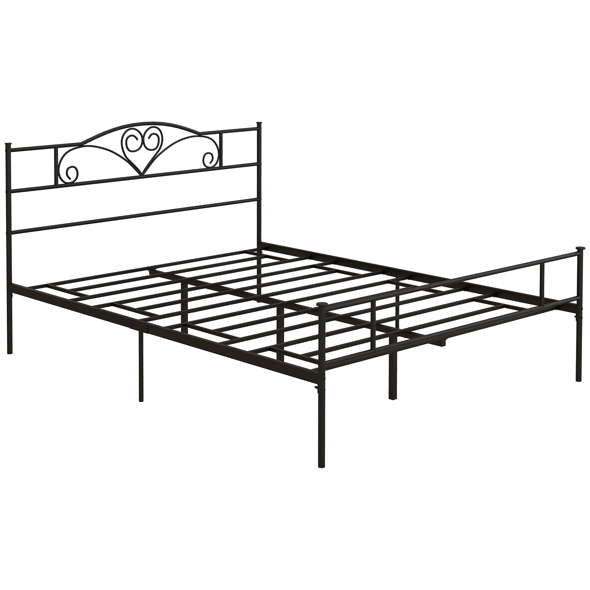 Bett 160 x 200 cm Bettrahmen mit Lattenrost aus Stahl, Unterbettaufbewahrung, Doppelbett, Schwarz