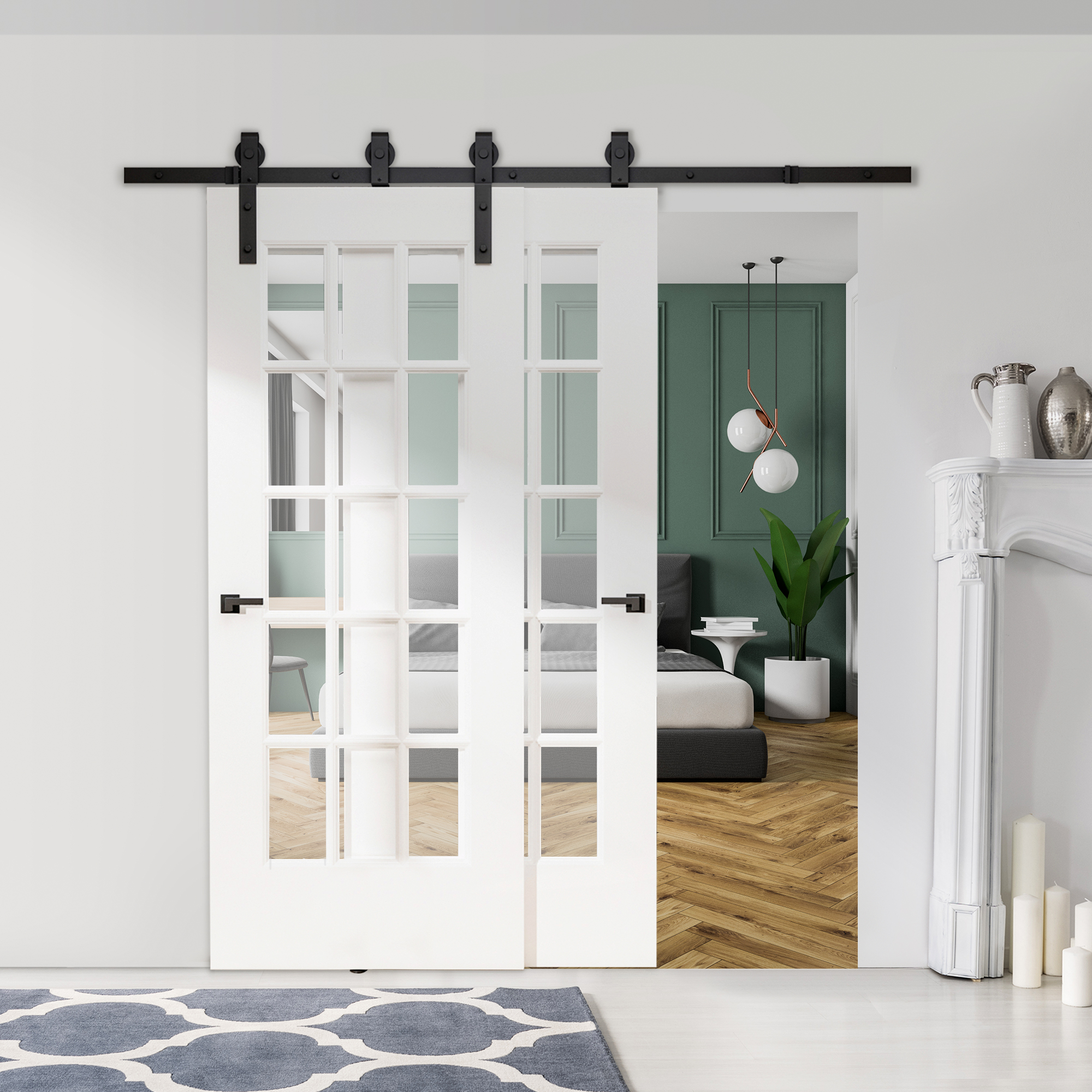 200 cm Schiebetür Komplettset Schiebetürbeschlag, Schiebetür Laufschiene, Schiebetürsystem für Holzschiebetür