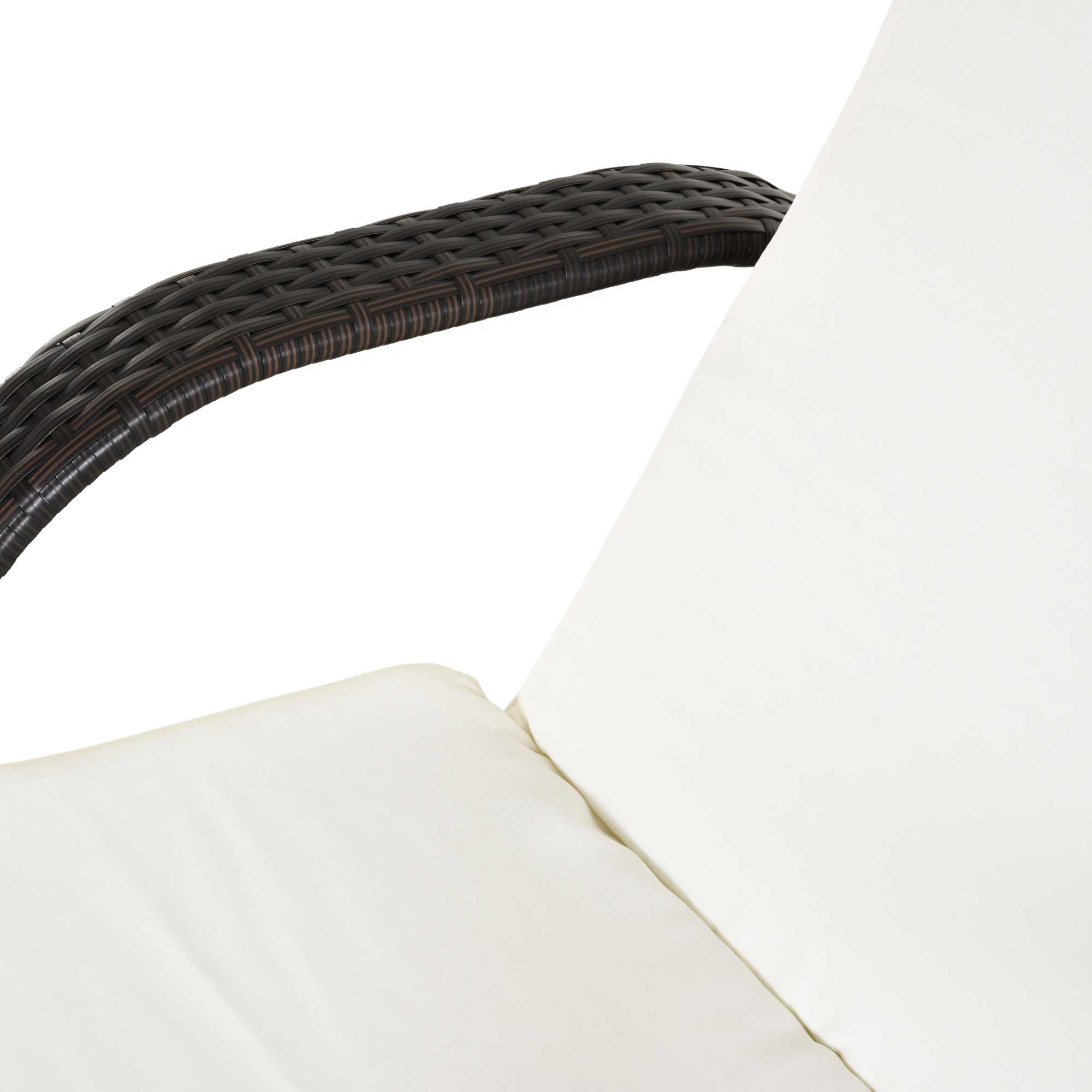 Sonnenliege Polyrattan Gartenliege mit 5-Fach verstellbarer Rücklehne, Polsterauflage, Rollen, Kissen, 160 kg belastbar Relaxliege Liegestuhl für Garten, 200x73x30-103cm, Kaffeebraun