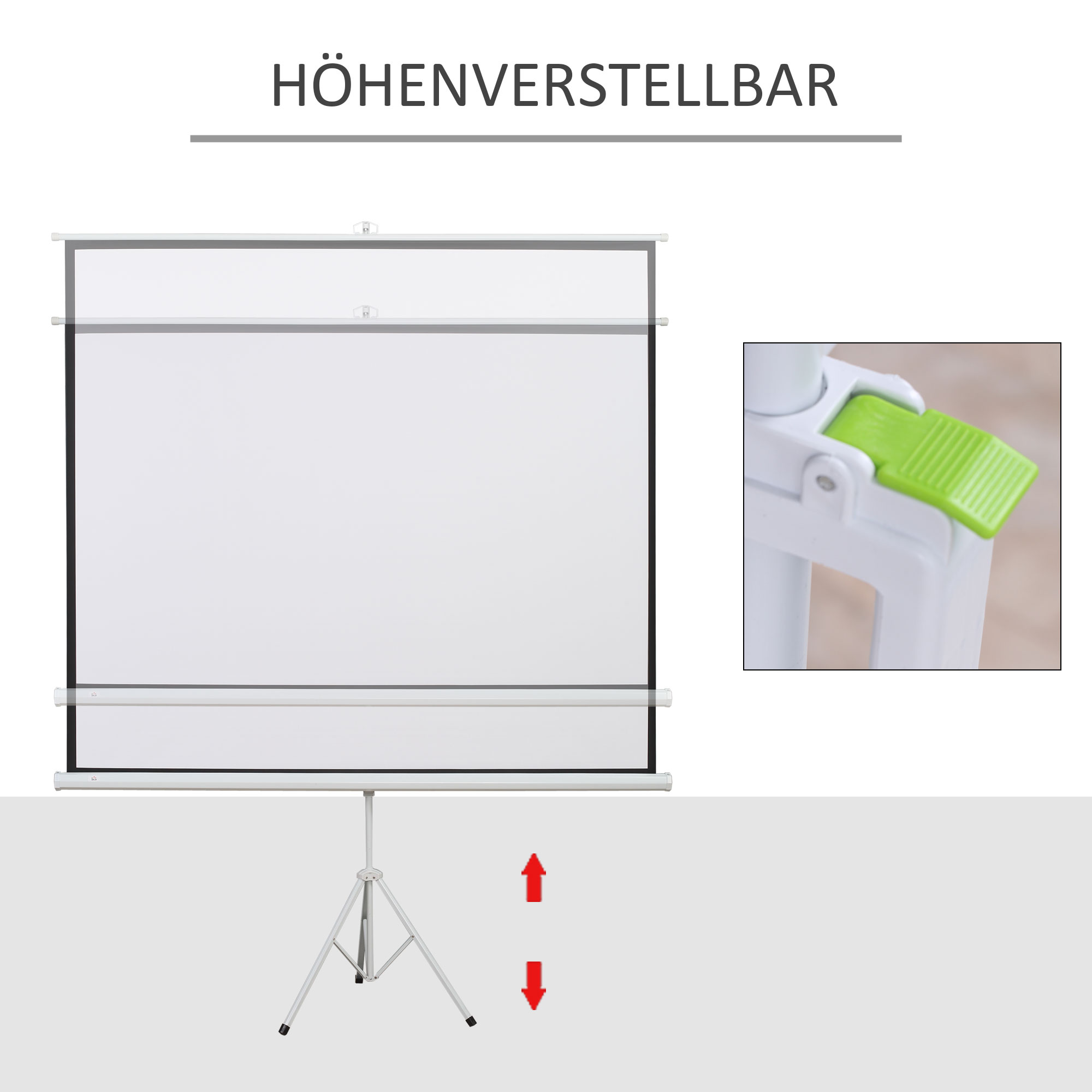 Projektionsleinwand im 4:3-Format, Kinoleinwand, Präsentationsfläche für Zuhause oder Büro, Weiß