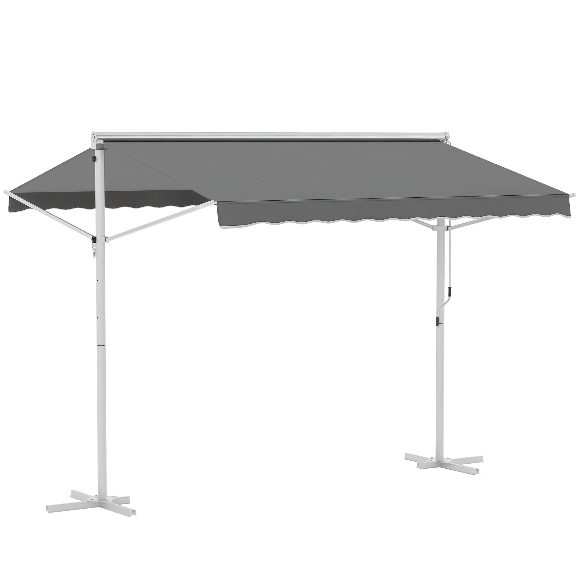 Standmarkise Gartenmarkise Markise mit Faltarm Kurbel Terrasse Grau 3x3m
