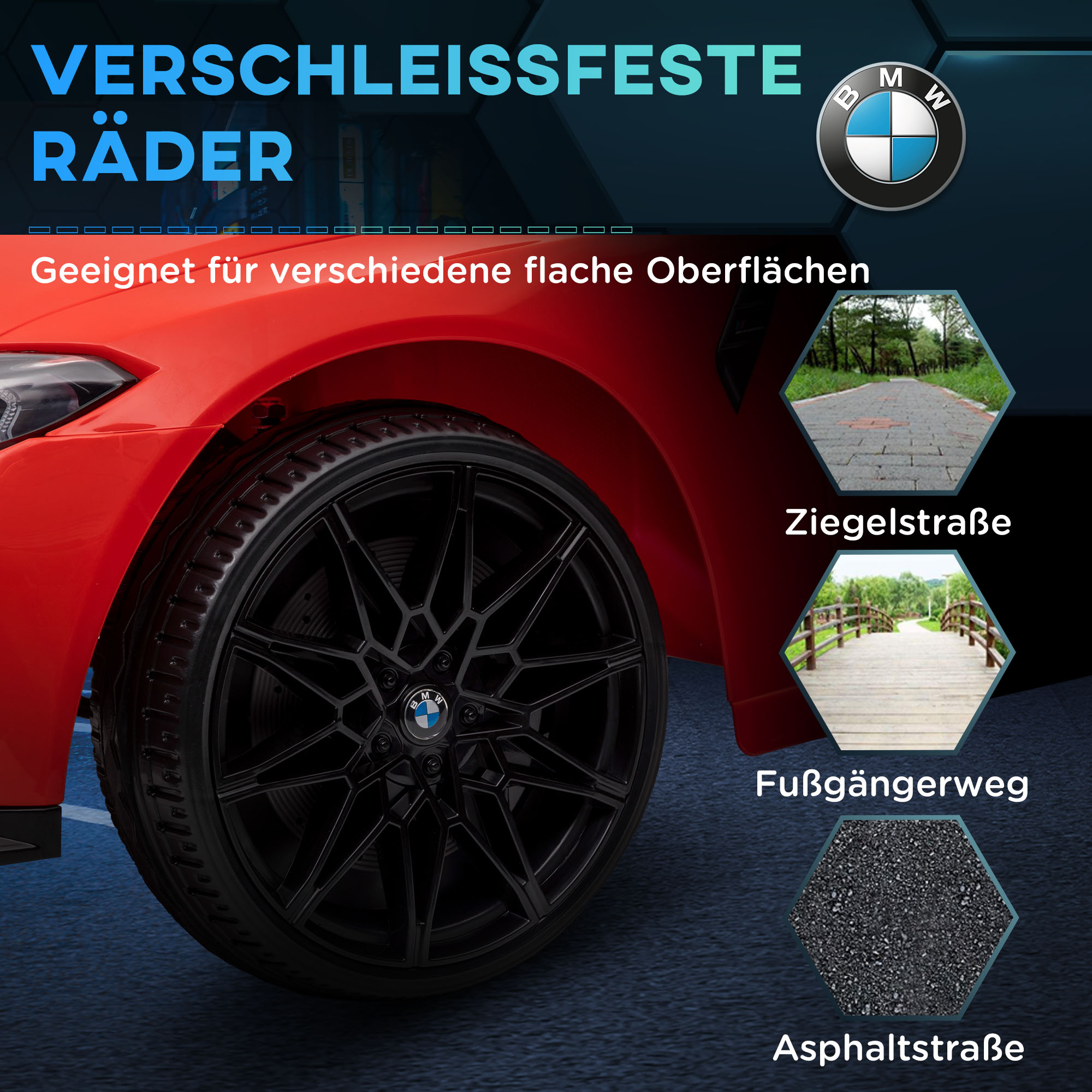 Elektro-Kinderauto BMW M4, Sound & Licht, 3-5 km/h, inkl. Fernsteuerung, für 3-5 Jahre, Rot