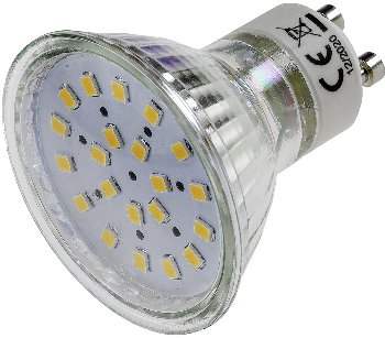 LED Strahler GU10 "H40 SMD" / 120°, 3000k, 330lm, 230V/3W, warmweiß