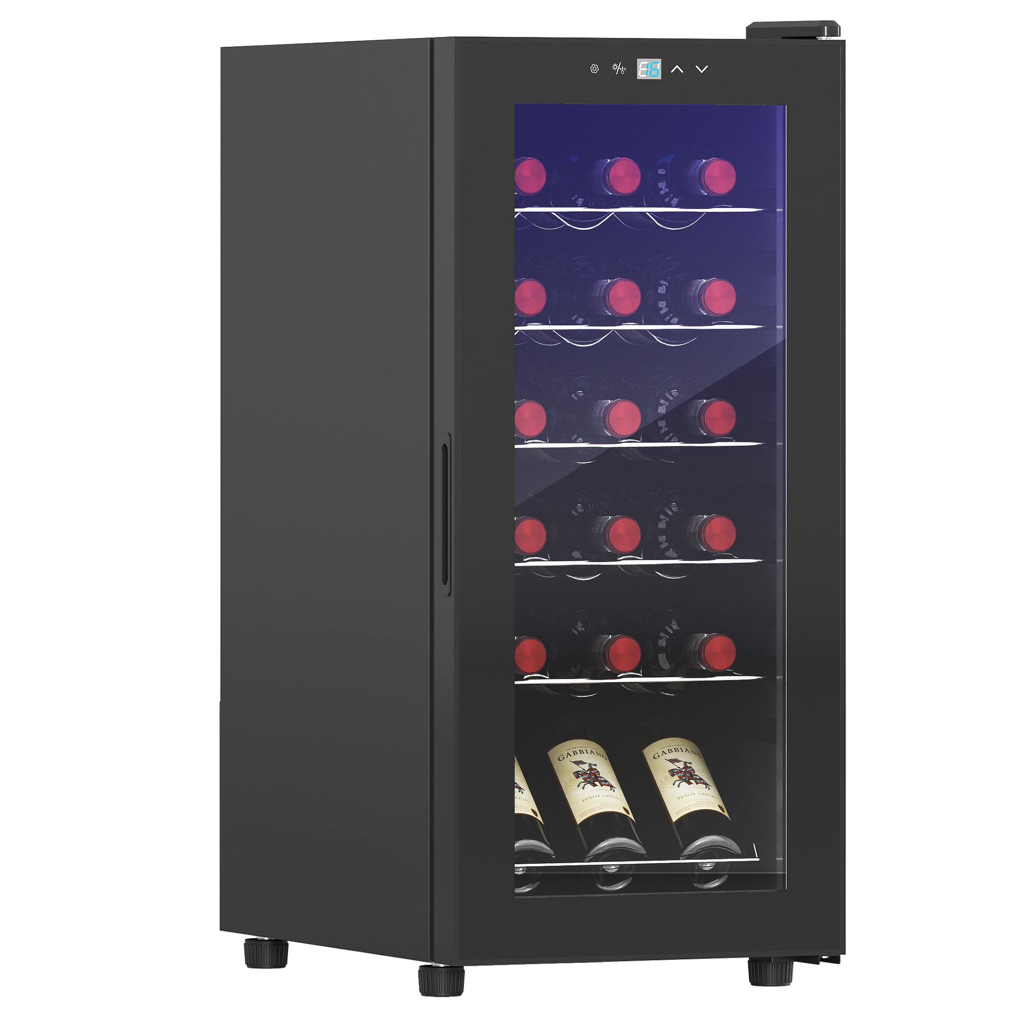 Weinkühlschrank, leise, 5-18°C, Touchscreen, Beleuchtung, 34,5x45x78cm, Schwarz