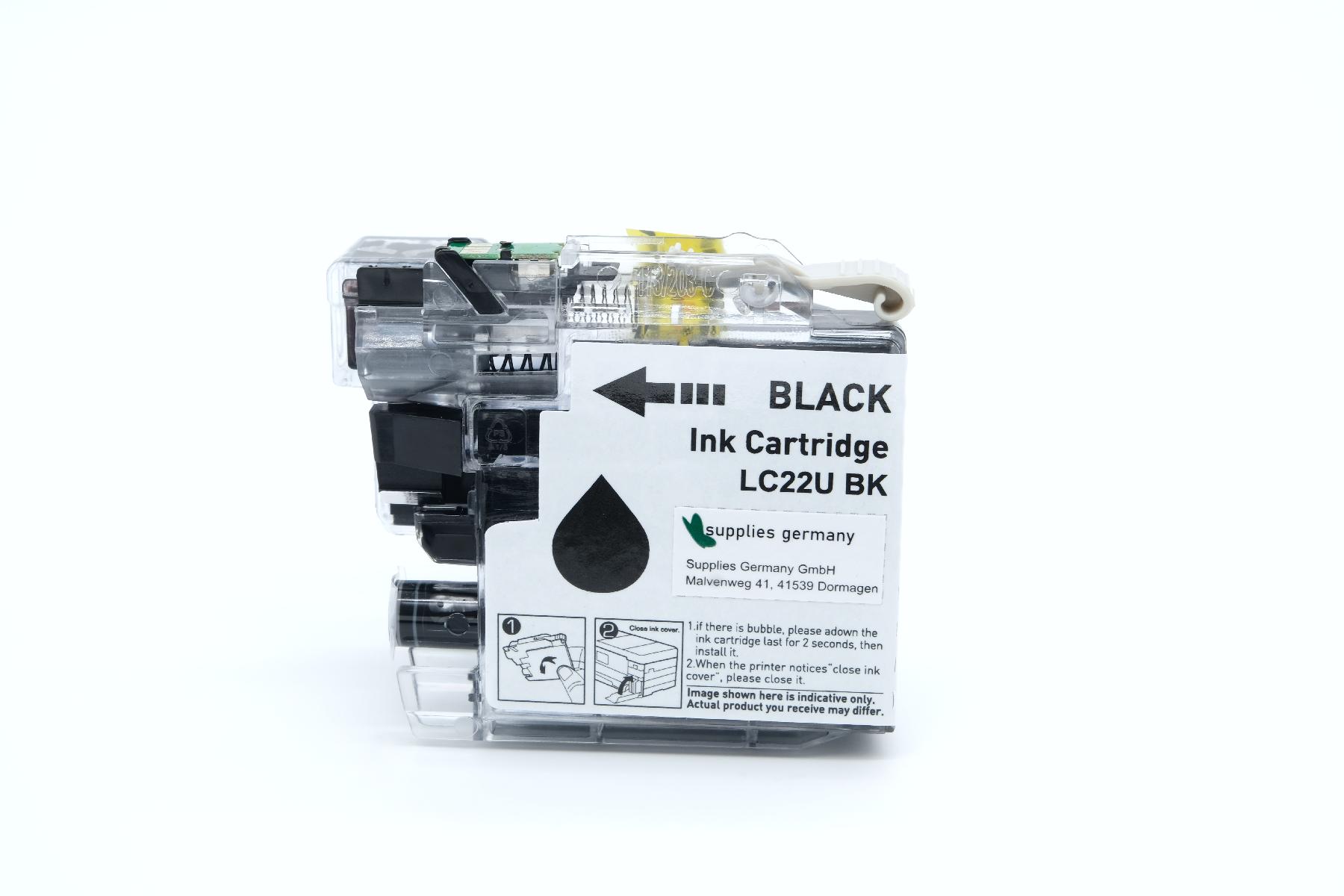 LC22Uschwarz alternativ Tinte schwarz für Brother / LC22Uschwarz / 55,4ml