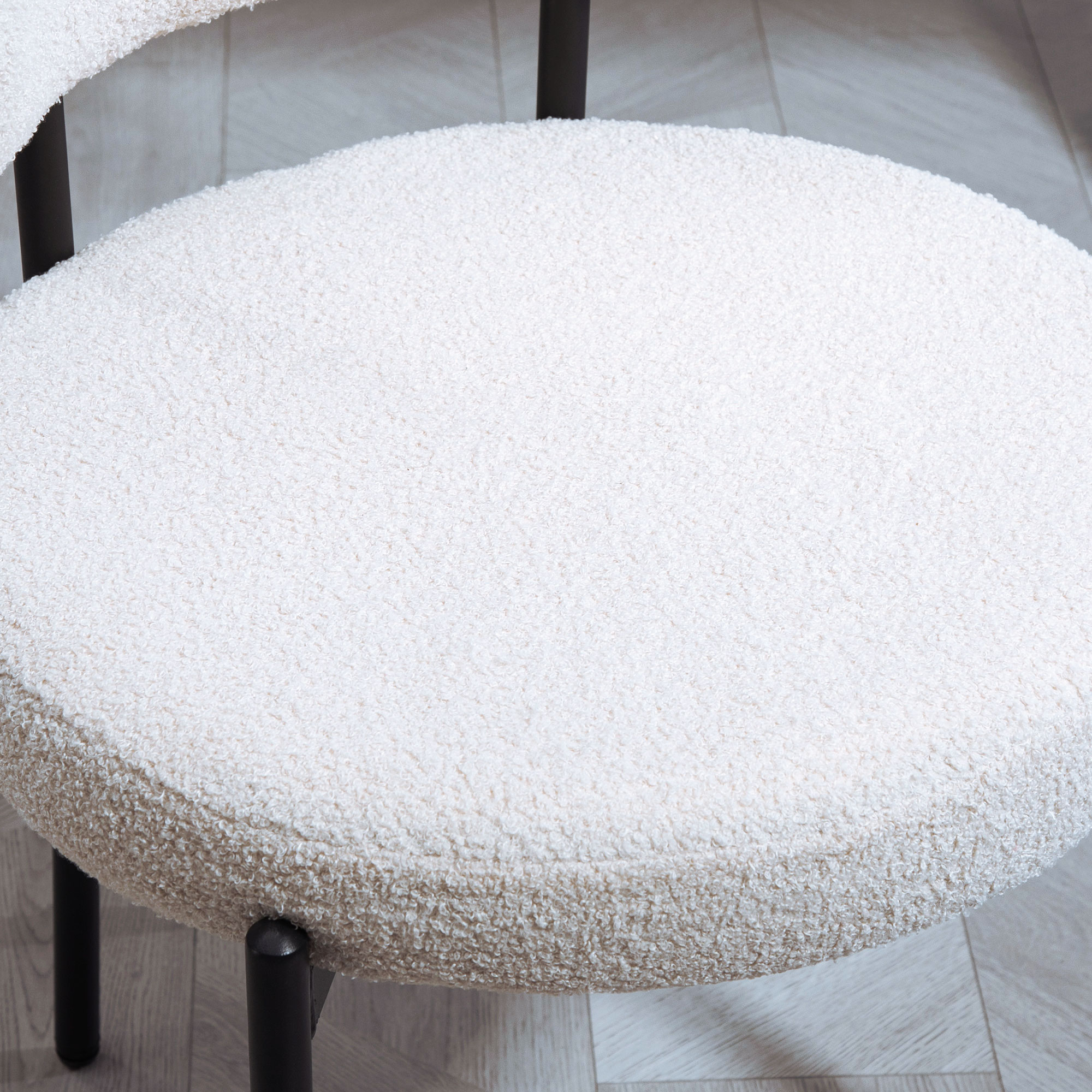 2er-Set Esszimmerstühle, Fleece-Polsterung, Stühle mit Polstersitz, Metallbeine, Cremeweiß