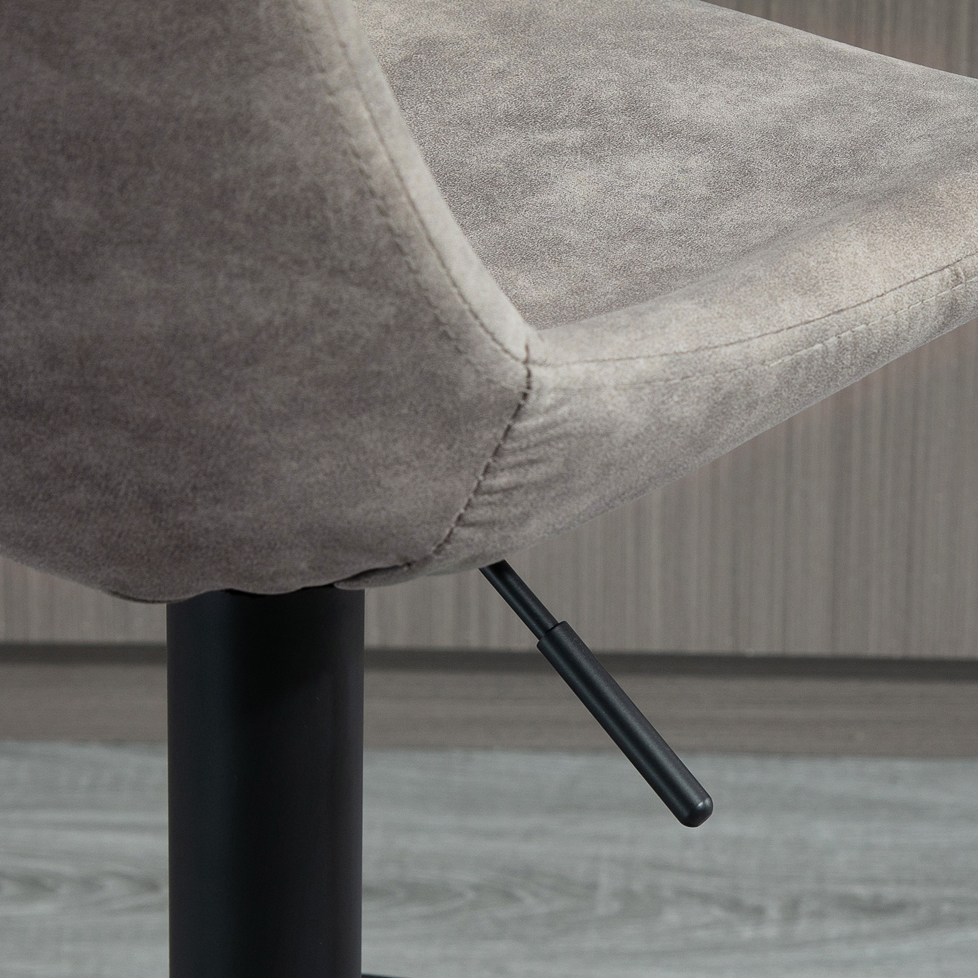 2er-Set Barhocker im Retrodesign, inkl. Fußstütze, höhenverstellbar, Gaslift, Grau + Schwarz