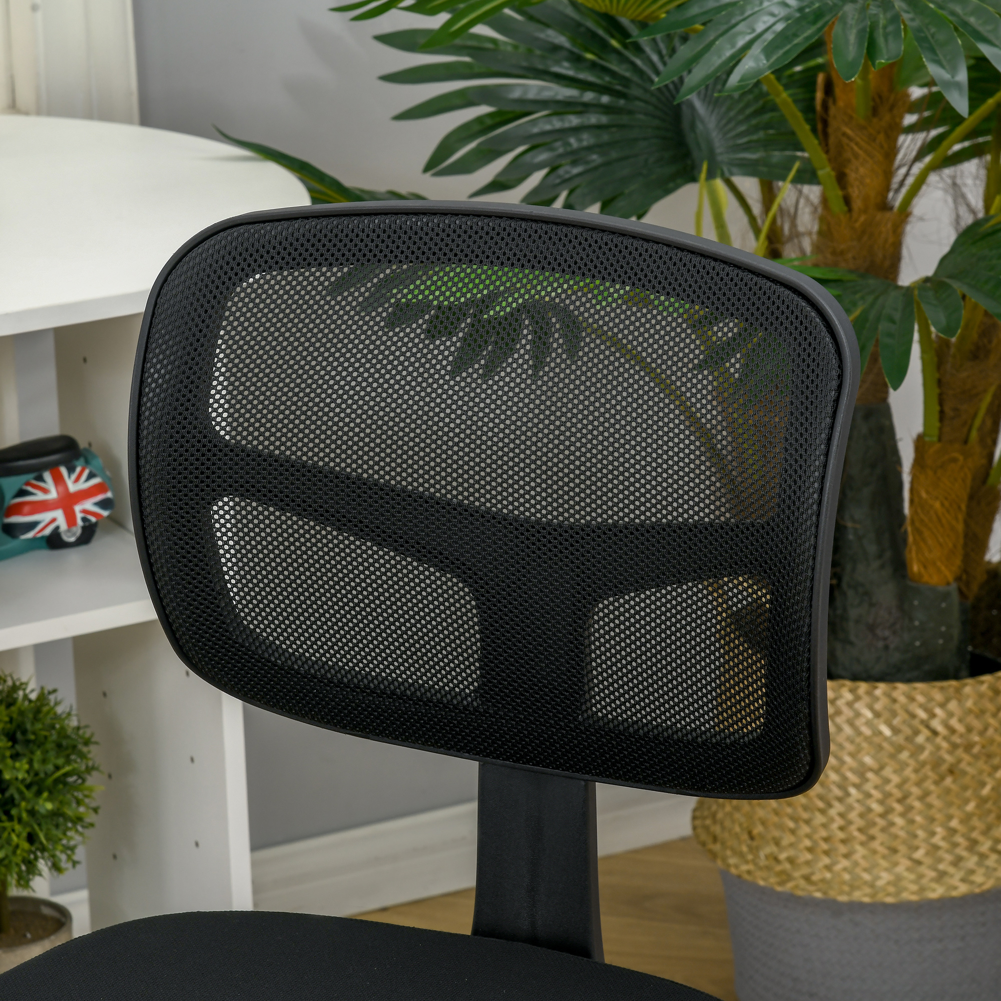Bürostuhl Ergonomischer Schreibtischstuhl, Höhenverstellbarer Drehstuhl, Platzsparend Schwarz