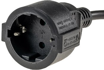 Schutzkontakt-Verlängerung, 5m, schwarz / H05VV-F3G 1,5mm² 16A/250V