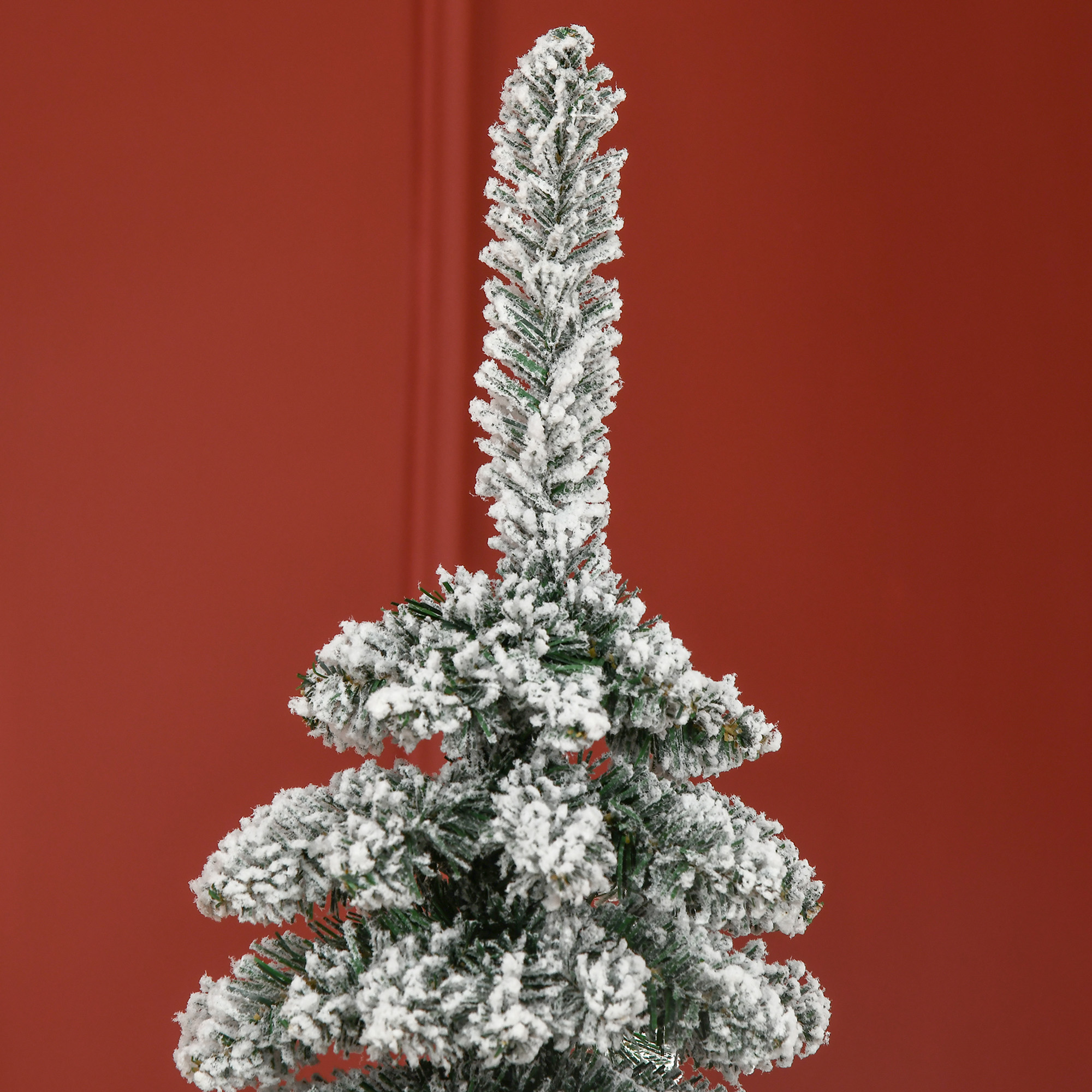 Weihnachtsbaum, schneebedeckt, schmales Design, feuerfest, 180 cm, Grün/Weiß