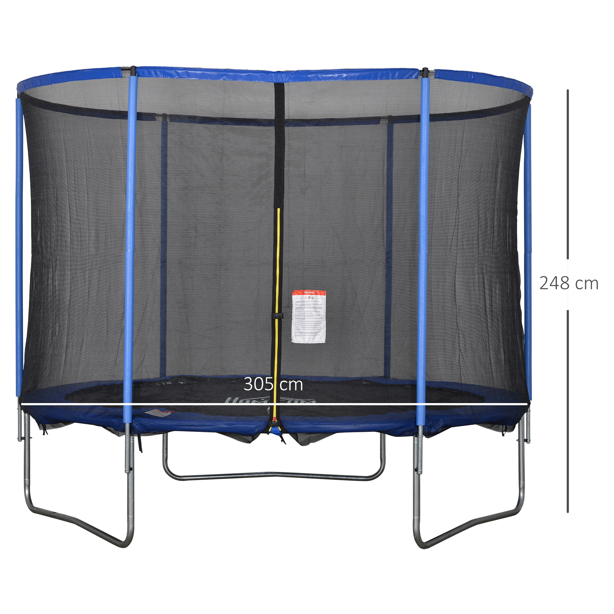 Trampolin mit Sicherheitsnetz Gartentrampolin für Innen- und Außenbereich Fitnesstrampolin für Jugendliche und Erwachsene Stahl Blau+Schwarz bis 113,6 kg Ø305 x 248H cm