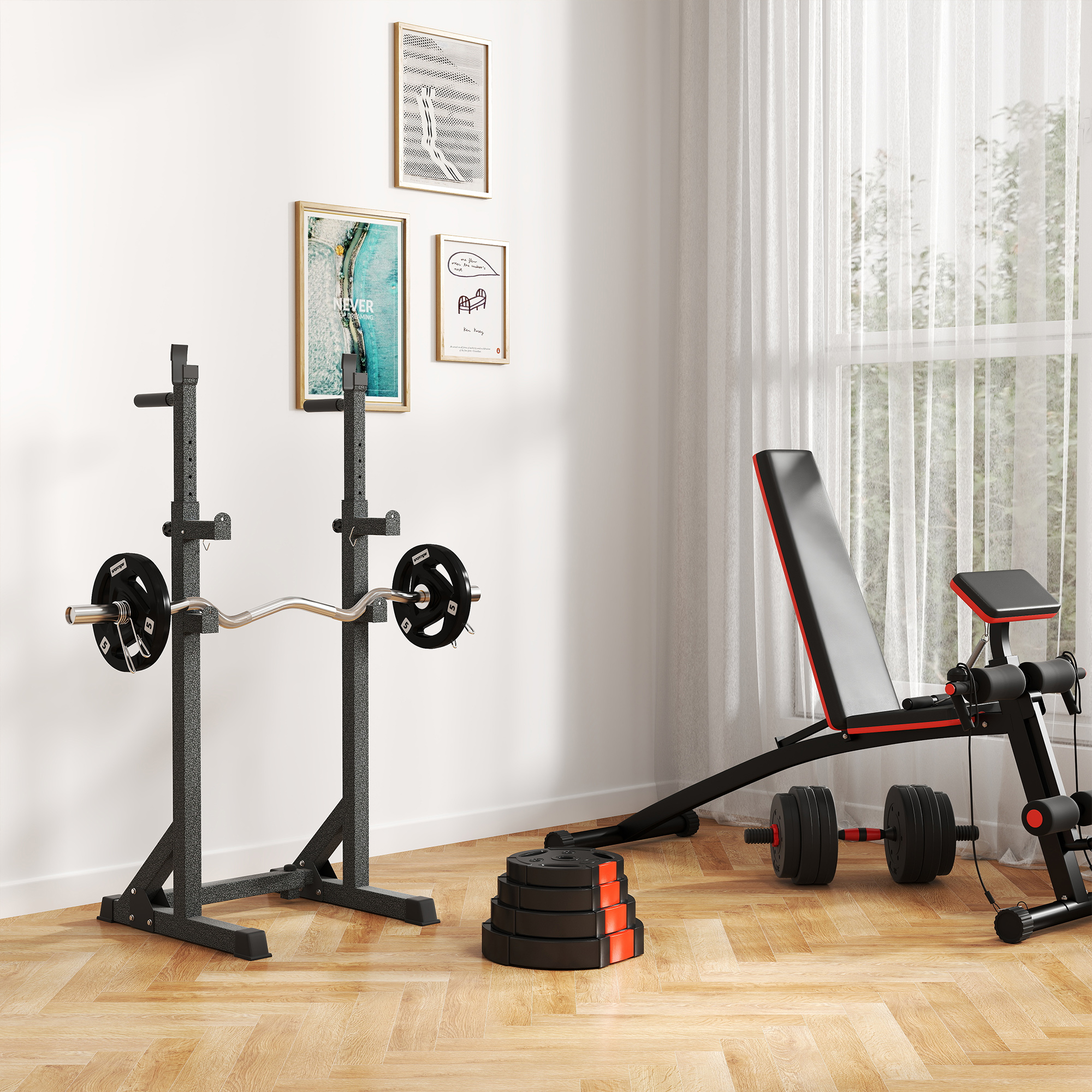 4er Gewichtsplatten-Set für Training, Fitnessstudio, Heimtraining, Stärke-Training, 2 x 7,5 kg und 2 x 5 kg, Schwarz