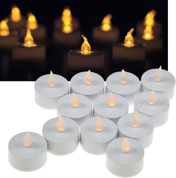 12er Set LED Teelicht / LED-Kerze, flackerndes Licht wie echte Kerzen