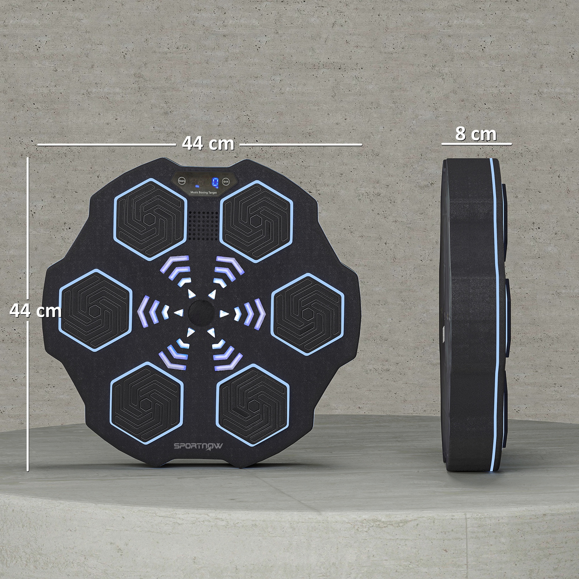 Musikboxmaschine, Bluetooth-Boxgerät, Wandmontage, 9 Geschwindigkeiten und Modi, LED-Lichter, Schwarz