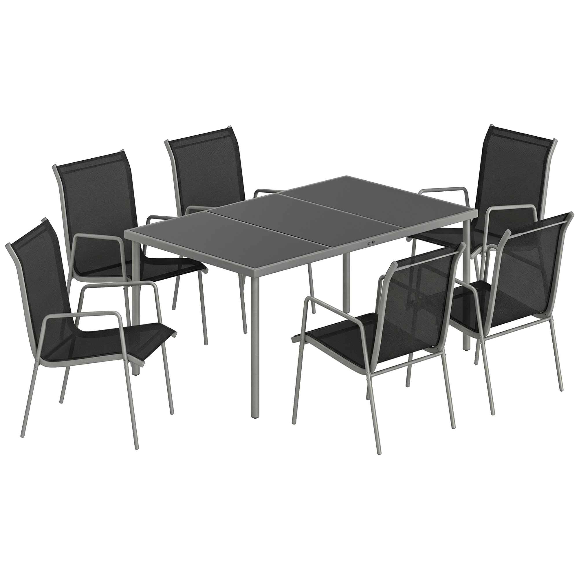 outsunny-tisch-und-stuhl-set-fur-garten-mit-geharteter-glasplatte-und-6-stapelbaren-atmungsaktiven-stuhlen-fur~244E1M2Q9S801