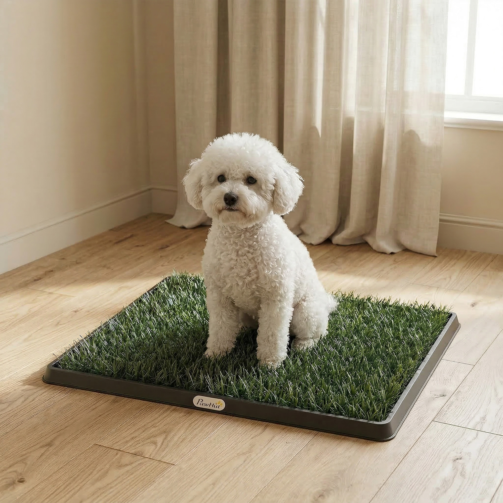 Hundetoilette 63 x 50,5 cm Hundeklo mit 2 Kunstrasen waschbar Welpentoilette für Hunde für Balkon Zuhause Schwarz+Grün