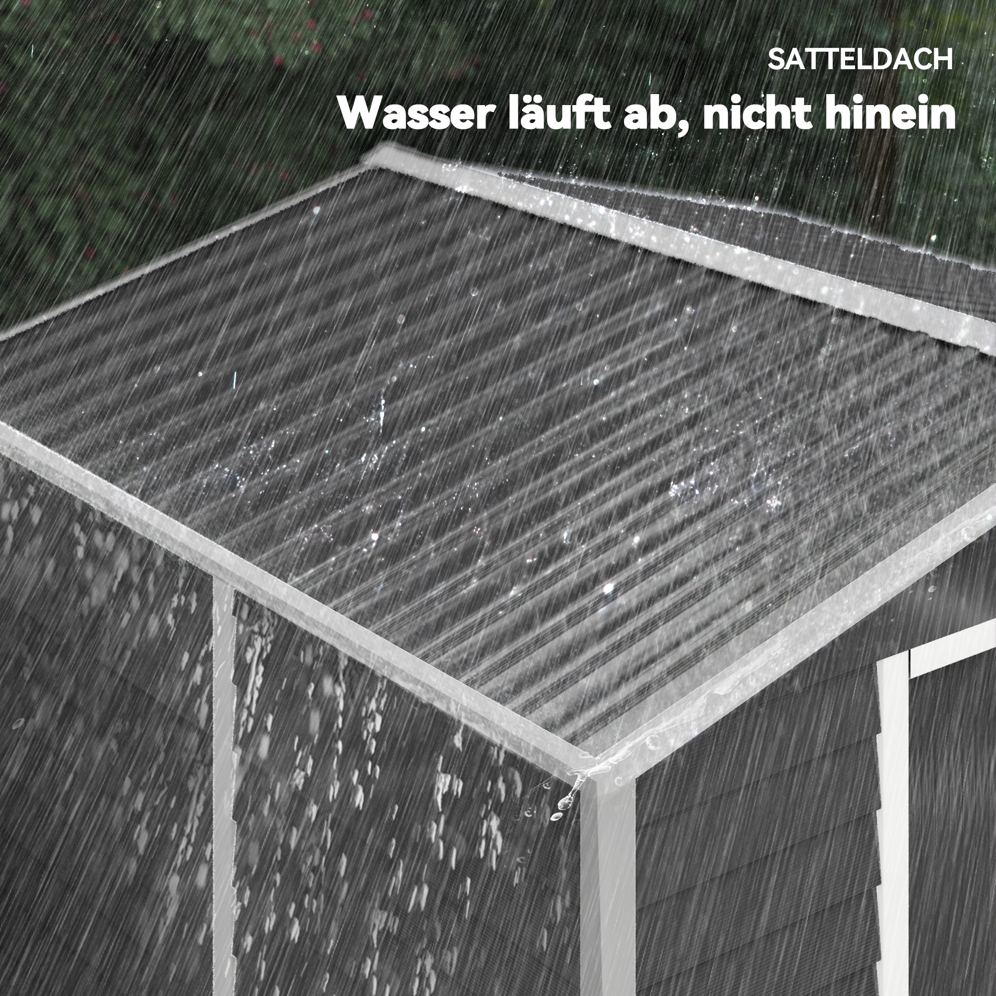 Geräteschuppen, aus Metall, wetterfest & rostfrei, abschließbar,  2,40 x 2,06 x 1,98 m, Dunkelgrau
