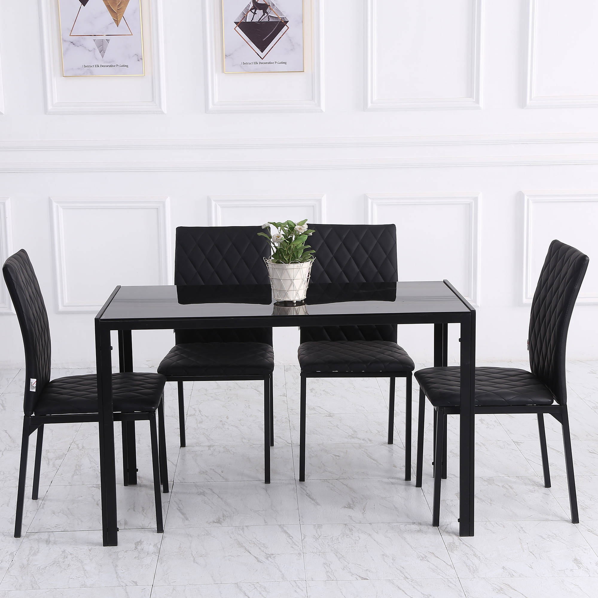 4er-Set Stühle Esszimmerstühle Küchenstühle 41 cm x 50 cm x 91 cm, Schwarz
