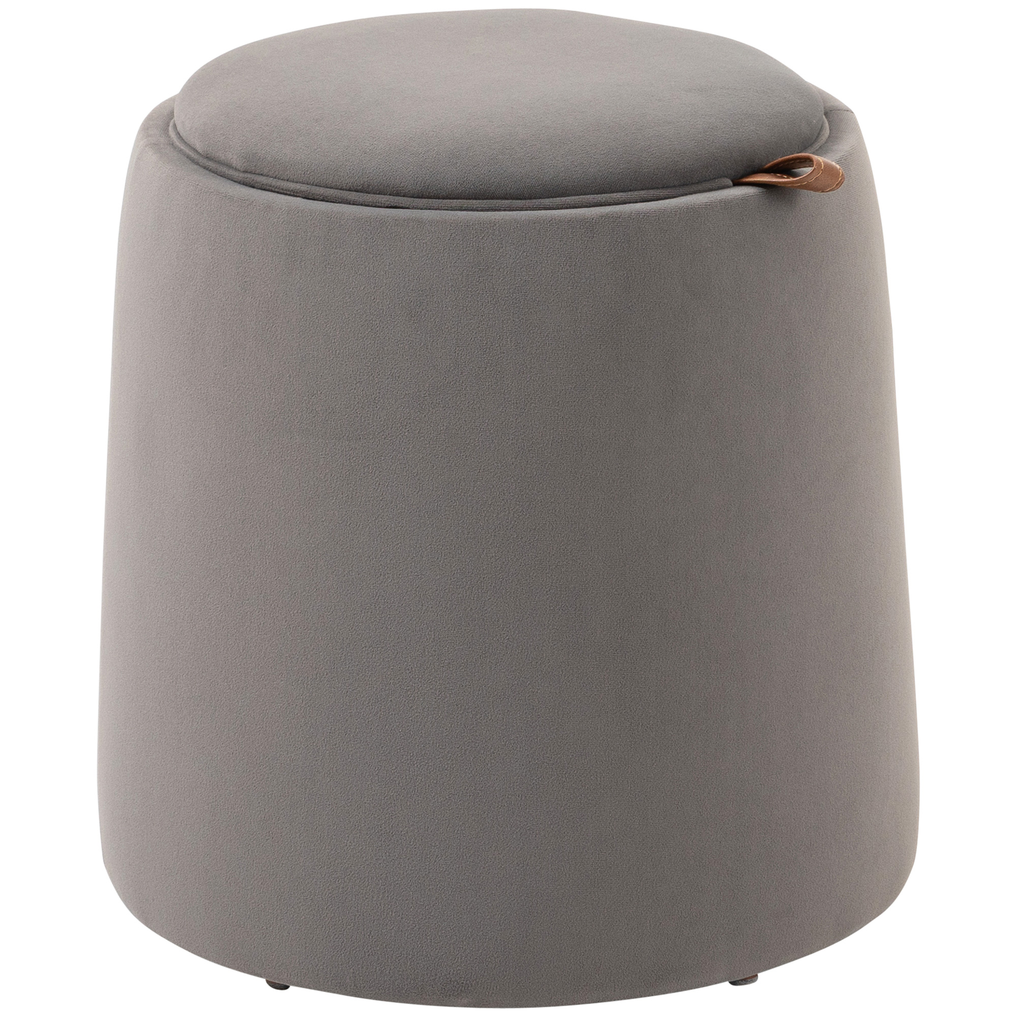 2-in-1 Hocker in Samtoptik inklusive Stauraum und abnehmbaren Deckel Φ44 cm x 47,5 cm Grau