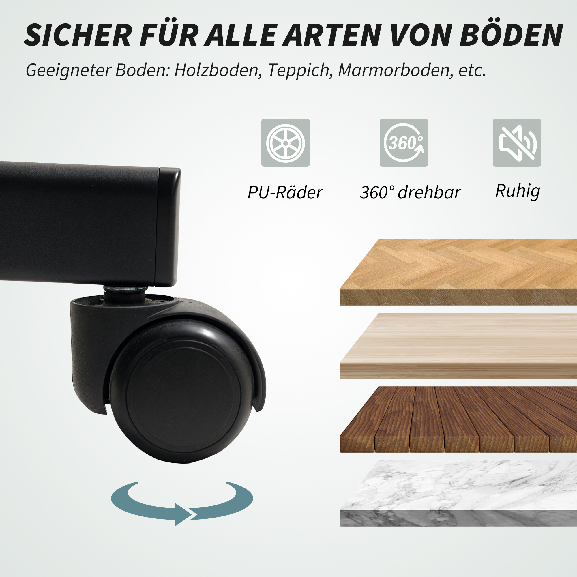 Bürostuhl mit Massagefunktion, höhenverstellbarer Schreibtischstuhl mit neigbarer Rückenlehne, gepolstert, rollbar, Grau