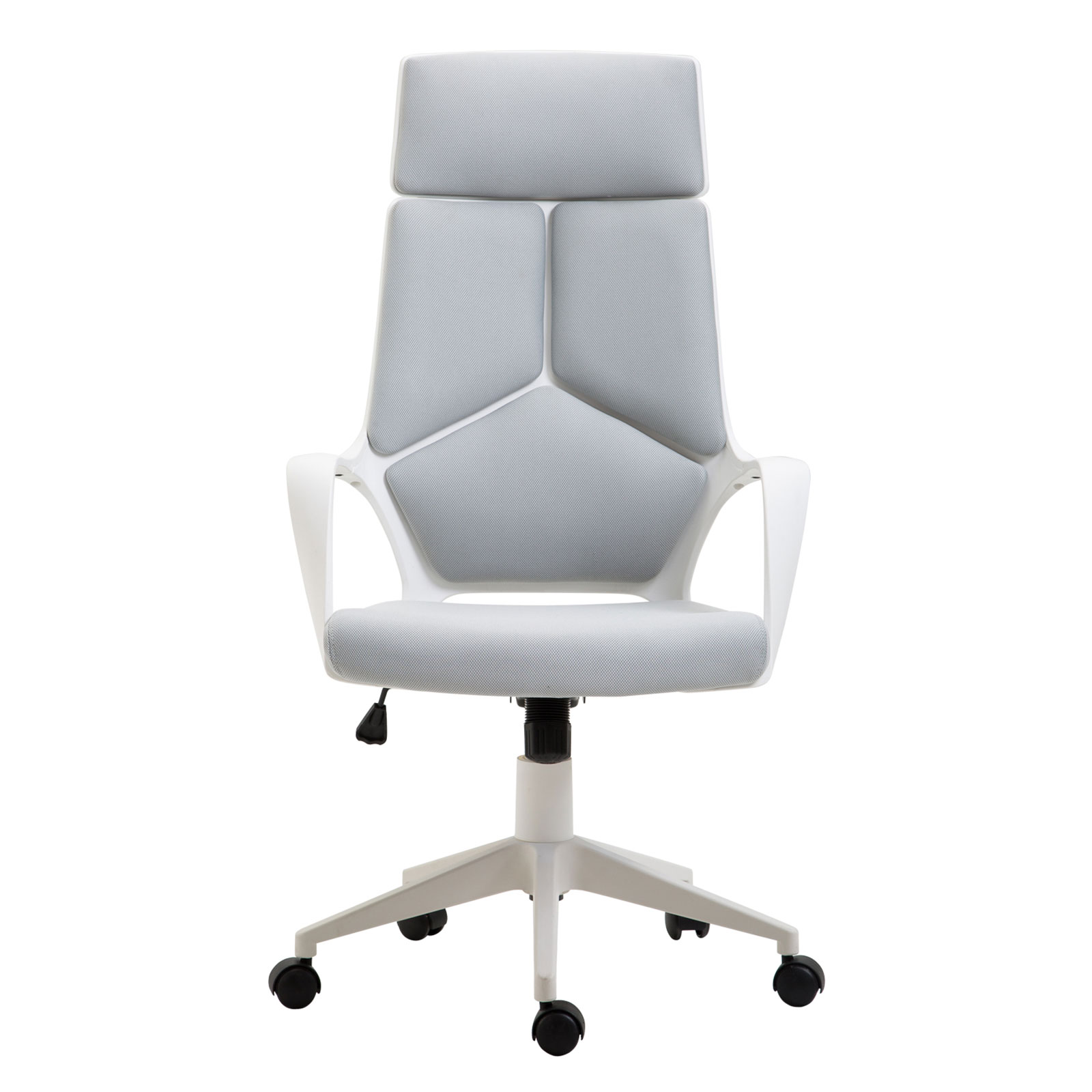 Ergonomischer Bürostuhl, Netz-Gewebe, höhenverstellbar, drehbar, rollbarer Schreibtischstuhl, Grau+Weiß