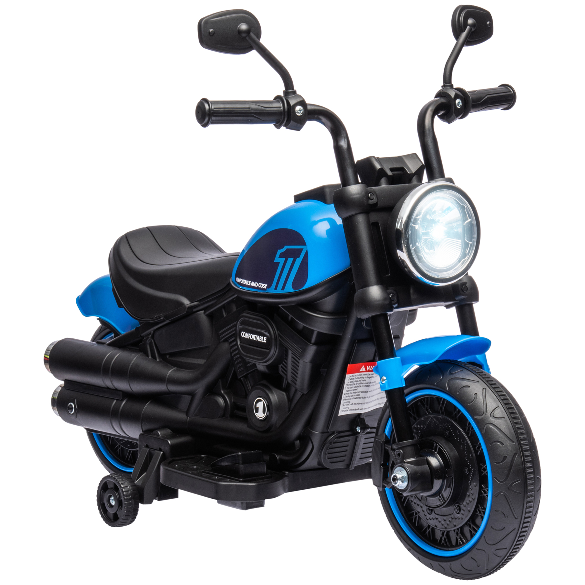 Kindermotorrad, Kinderfahrzeug, mit Scheinwerfer, 3 km/h, Blau + Schwarz