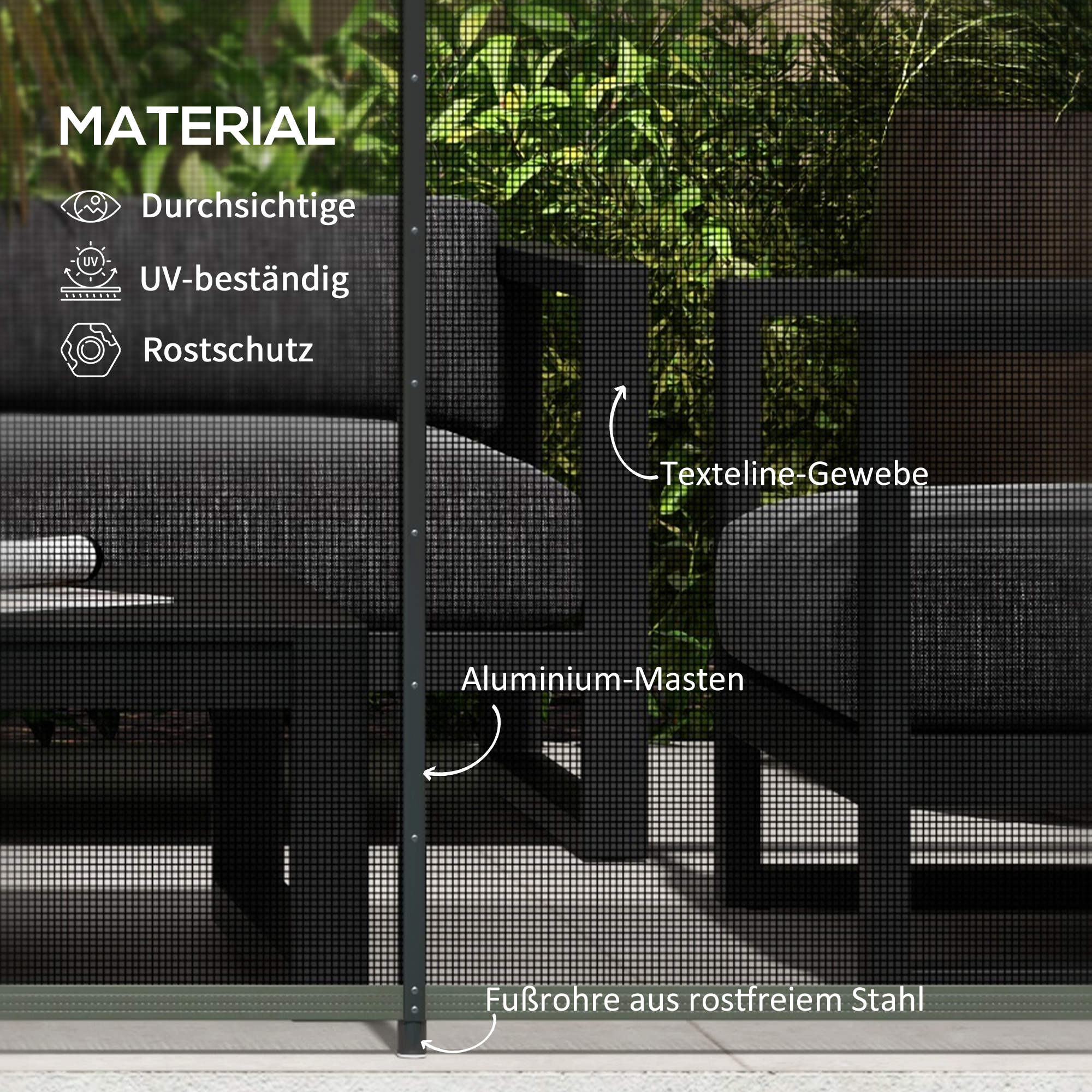 Pool Sicherheitszaun, Poolzaun für Kinder, 4-teilig, Aluminium/Texteline, 365 x 126 cm, Schwarz