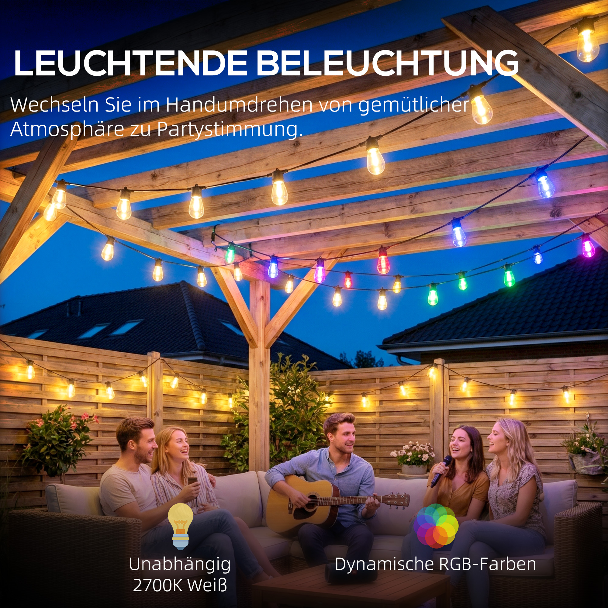 Globe Lichterkette, RGBW Vorhanglichter, IP44 wasserdicht für Innen- und Außendekoration