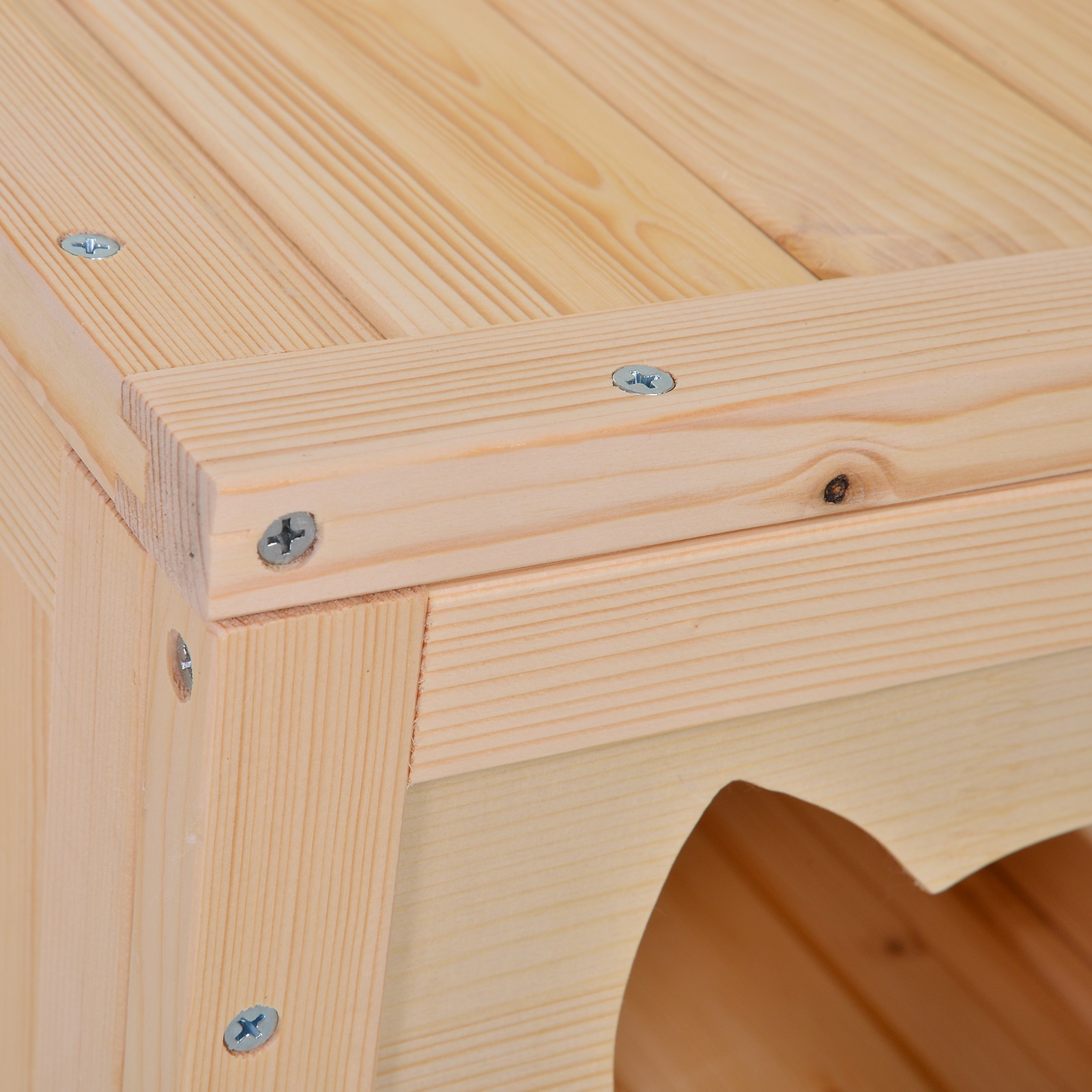 Katzenhaus mit Hängematte, Katzenkiste mit Sisalstamm, Katzenhöhle, Katzenbaum, Katzenaktivitätszentrum, Tannenholz, Natur, 70 x 35 x 60 cm