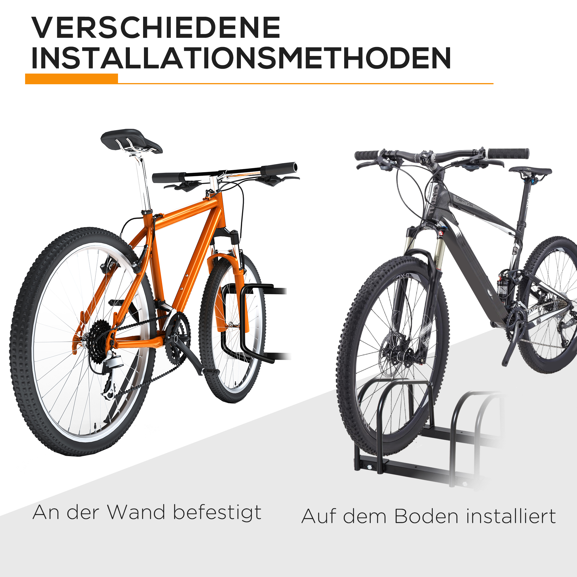 Fahrradständer für 6 Fahrräder, wetterfest, Wand- oder Bodenmontage, Stahl 179 x 33 x 27 cm