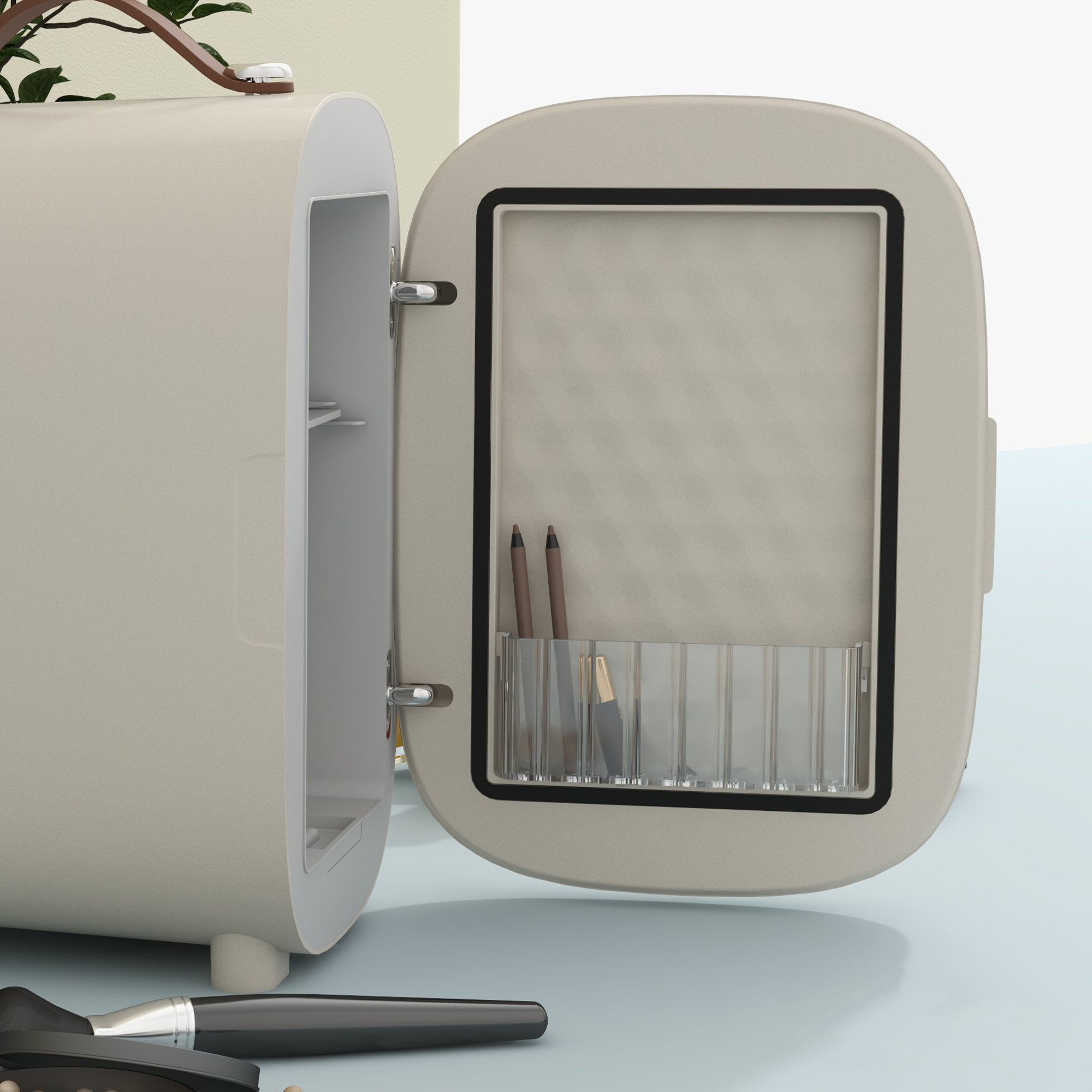 Mini Kühlschrank Kühlschrank Beauty Fridge, 4 L Fassungsvermögen, 20,3 x 26,3 x 28 cm, Cremeweiß