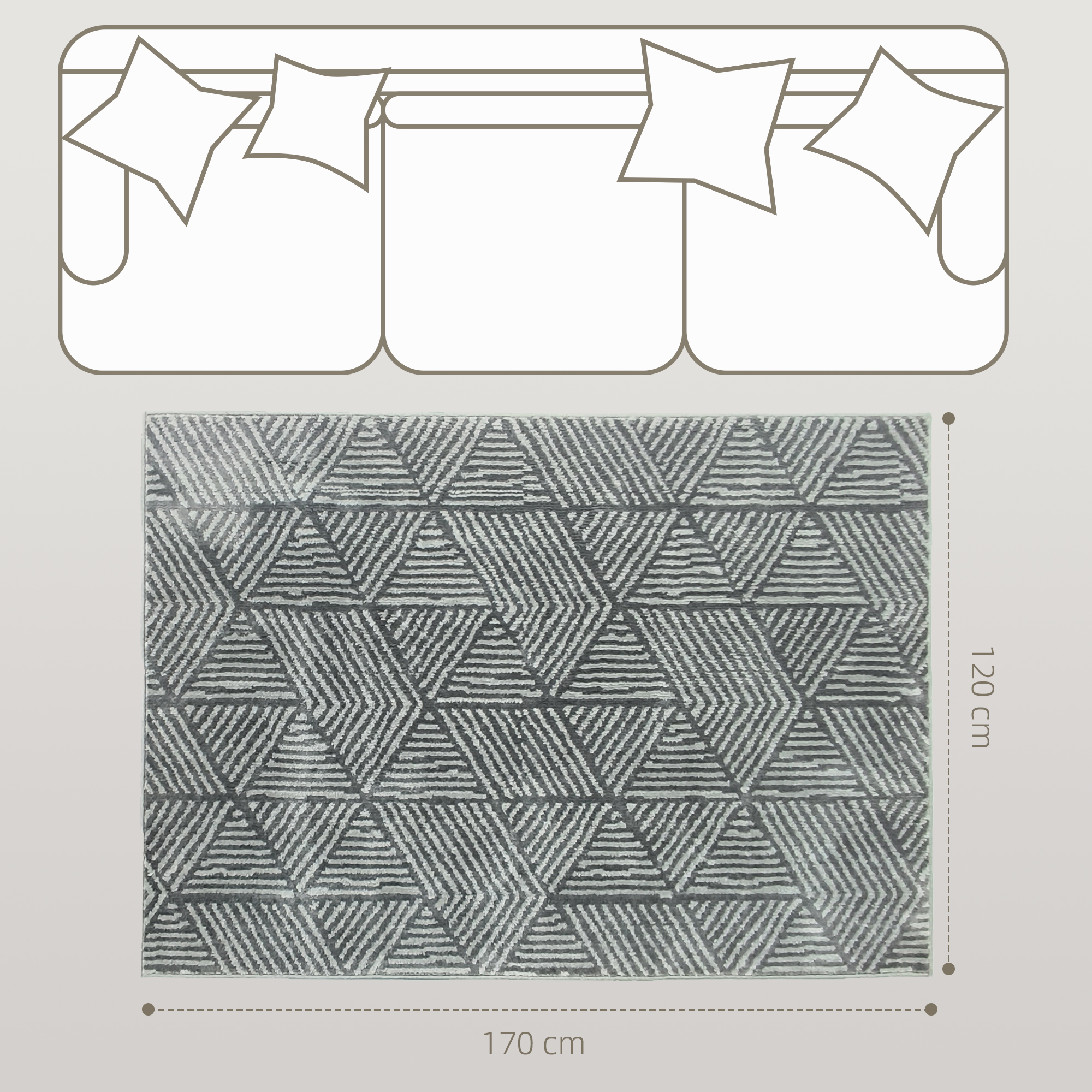 Teppich Wohnzimmerteppich im Modern Stil, waschbar Flächenteppich 150 x 80 cm Dunkelgrau