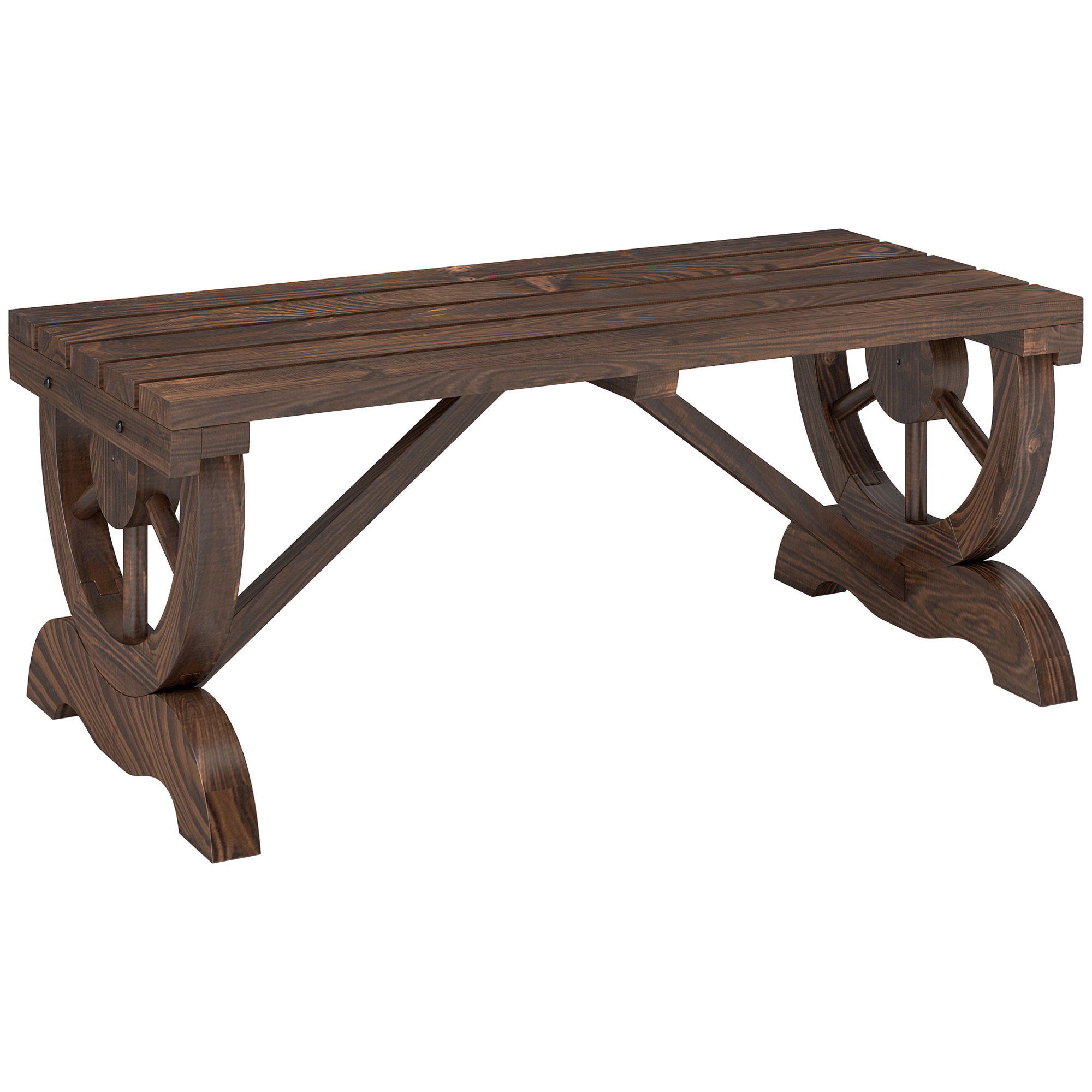Gartenbank Holz Wetterfest Sitzbank Gartenmöbel Rustikale Bank Natur 98 x 50 x 39,5 cm