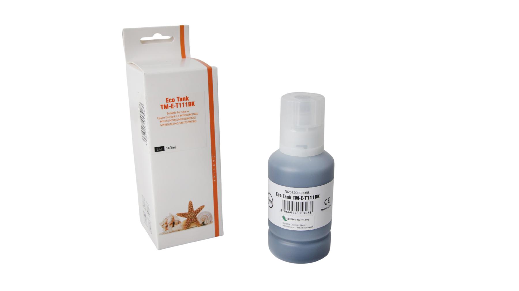 T111schwarz Eco Tank Nachfüllflasche schwarz für Epson / C13T03M140 / 140ml T111schwarz Eco Tank Nachfüllflasche schwarz für Epson / C13T03M140 / 140ml
