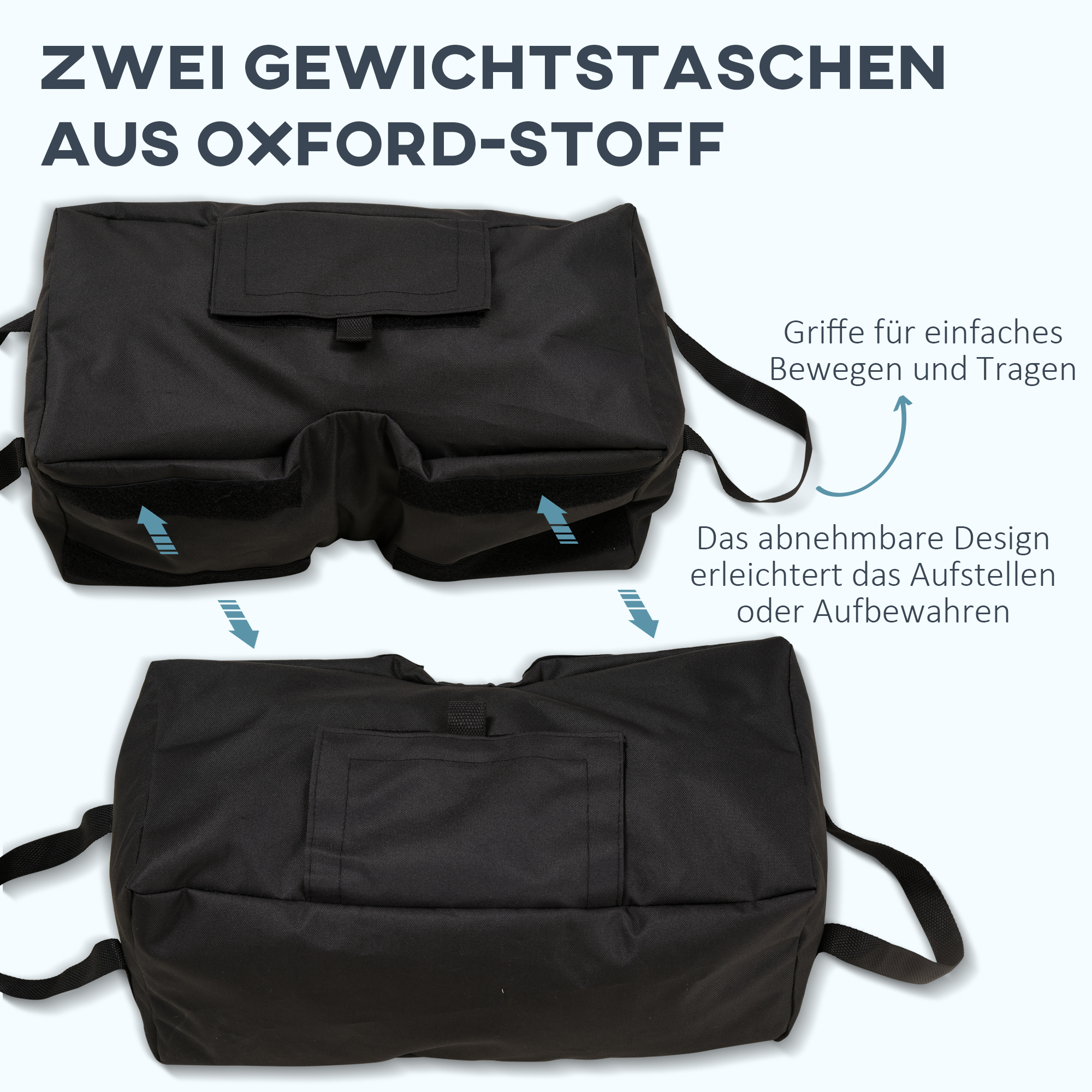Sonnenschirmständer, faltbar, tragbar, befüllbar mit bis zu 50 kg Sand, Schwarz