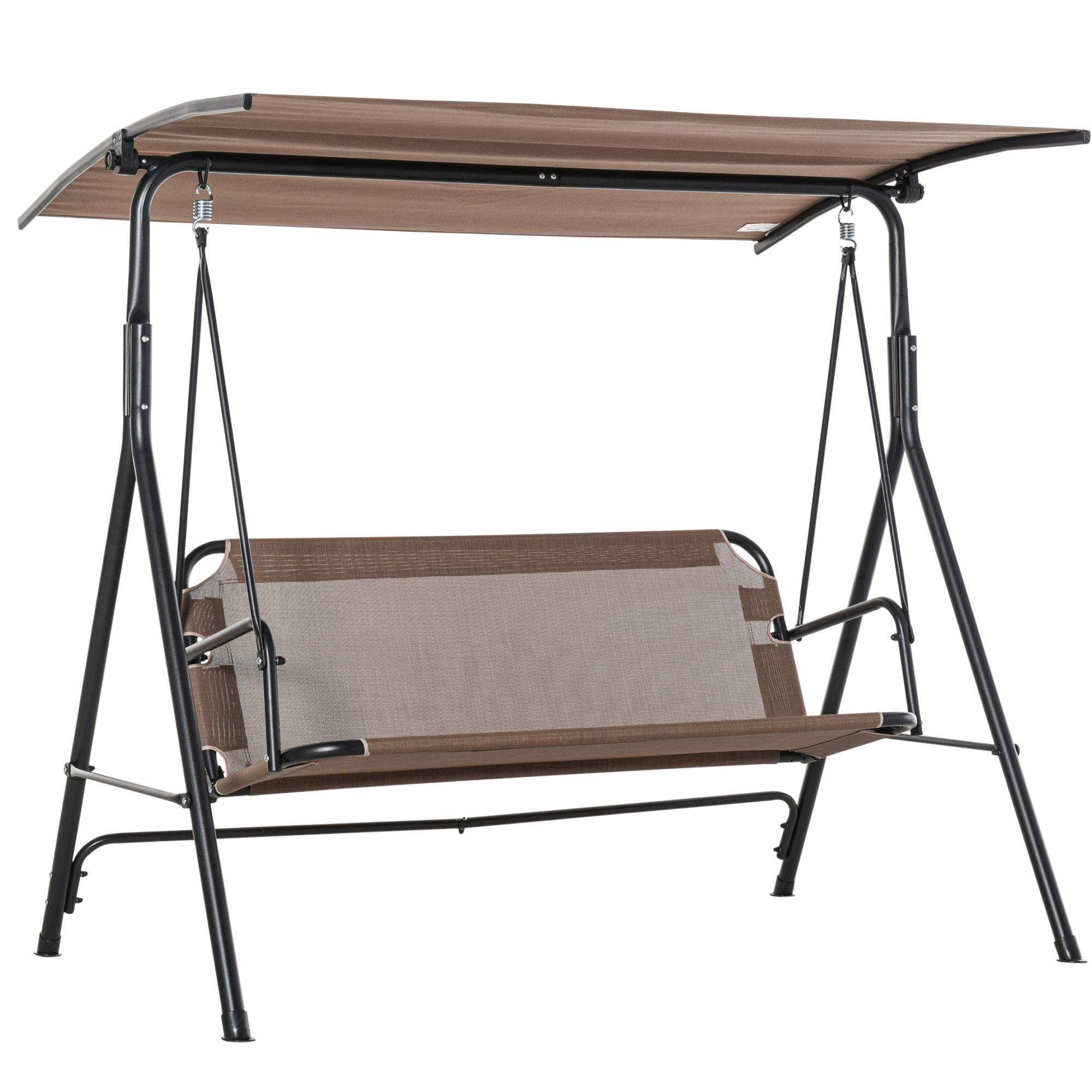 2-Sitzer Hollywoodschaukel Outdoor Gartenliege UV-beständig Hochwertiges Metallrohr winkeleinstellbar Braun