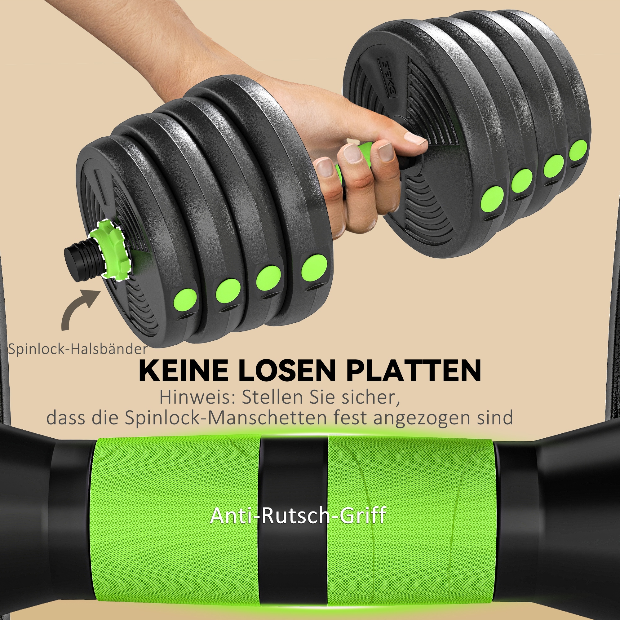 Hantelset verstellbar 30 KG Kurzhantel Set Kurzhanteln Langhanteln Hanteln Set für Krafttraining