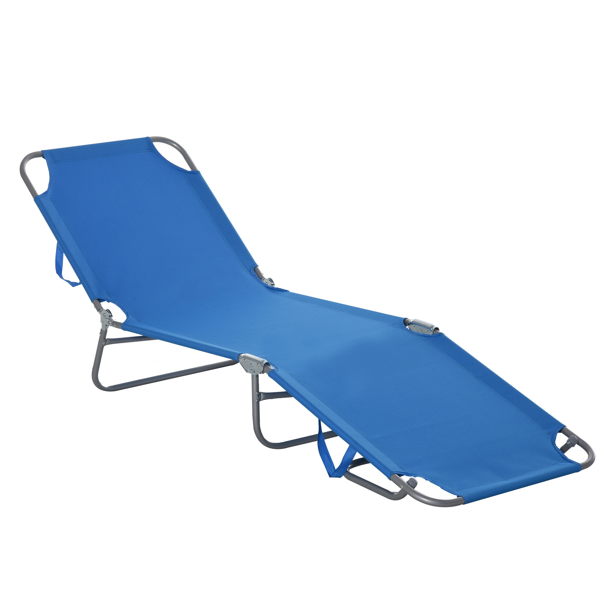 Sonnenliege, klappbar, verstellbare Rückenlehne, rostfreier Metallrahmen, 187 x 55 x 24, Blau