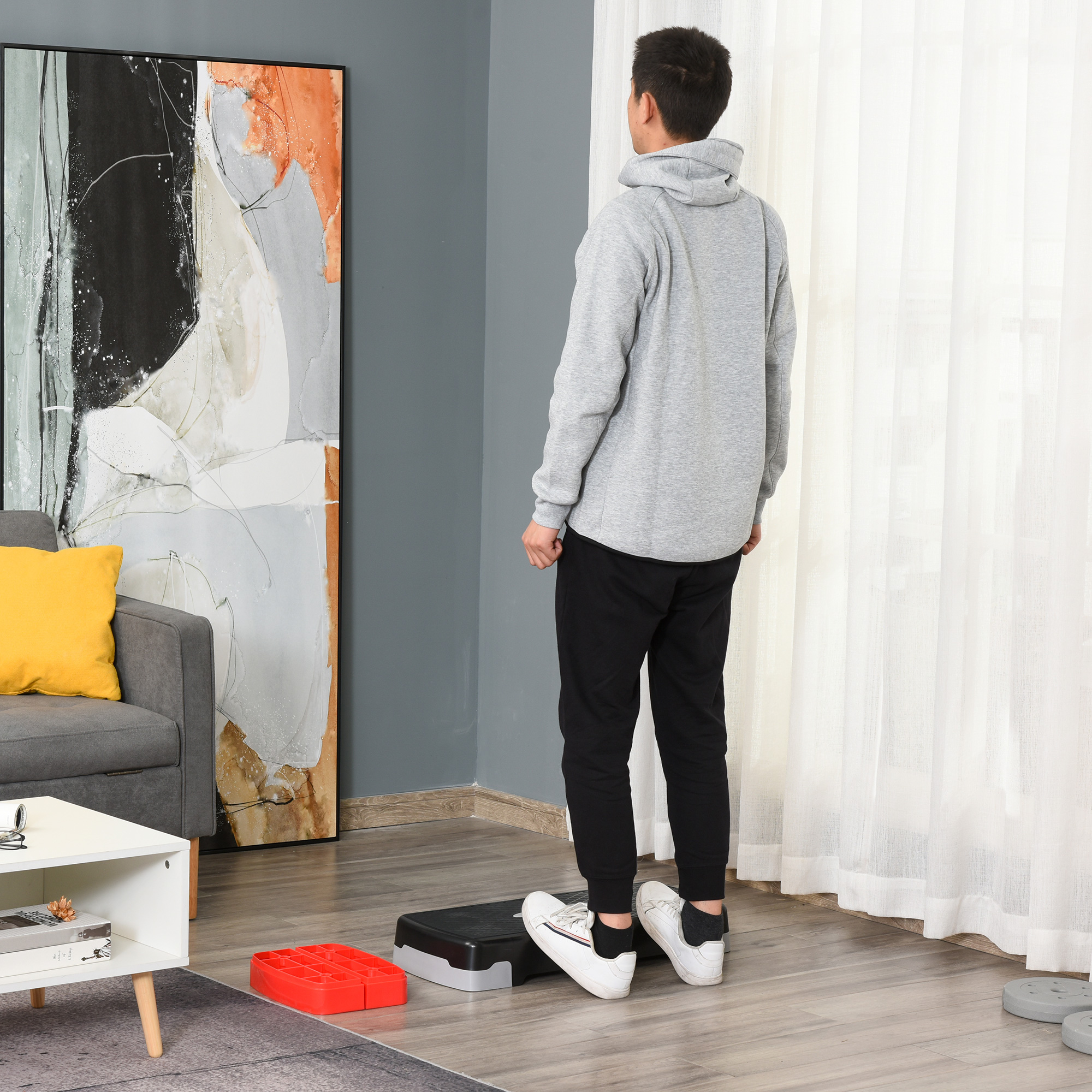 Aerobic-Stepper 2-stufig höhenverstellbar 68 x 28 x 15 cm Schwarz+Grau+Rot