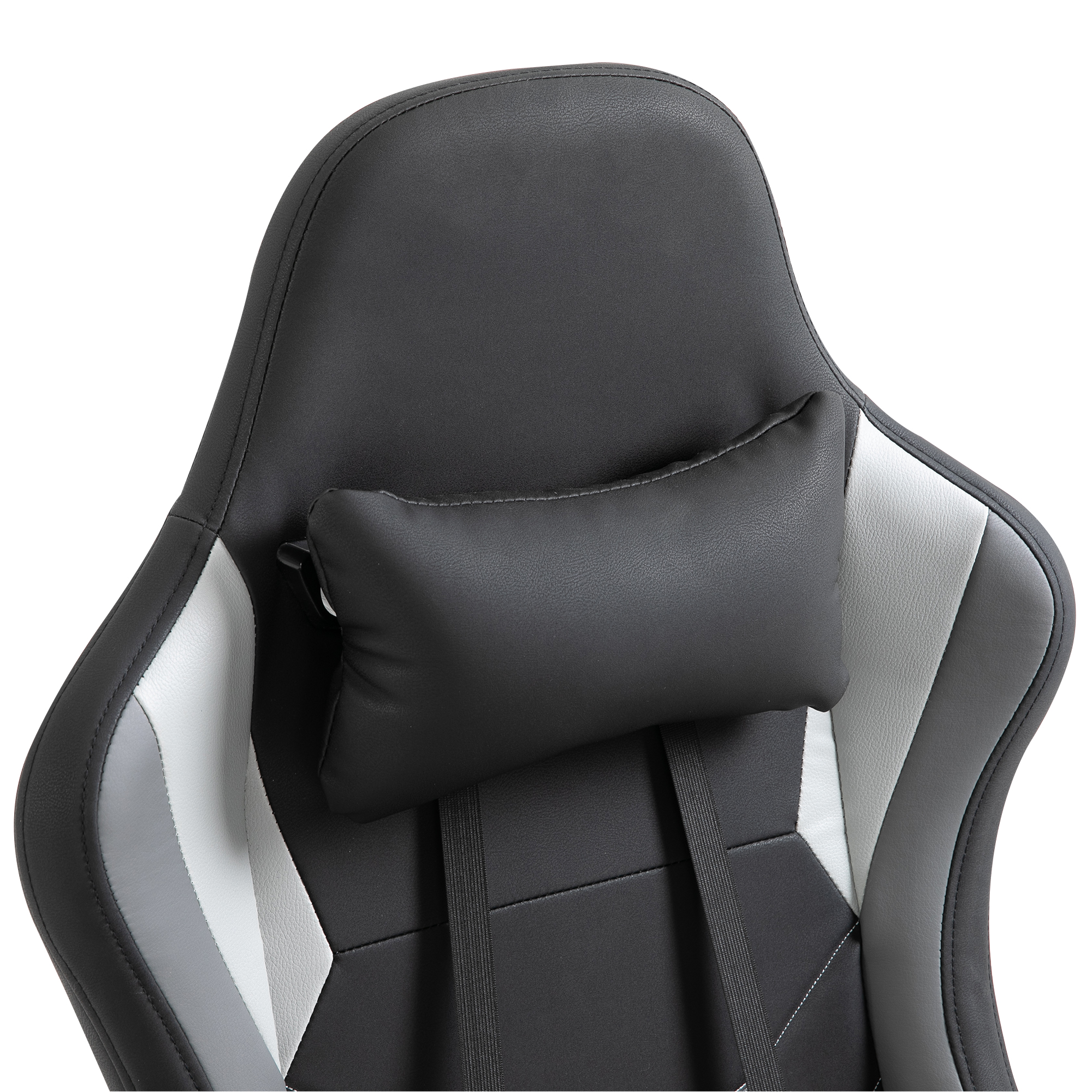 ergonomischer Gaming Stuhl Bürostuhl Schreibtischstuhl, Drehstuhl Höhenverstellbar, Verstellbares Lendenkissen mit Fußstützen Schwarz 62x52x128 cm