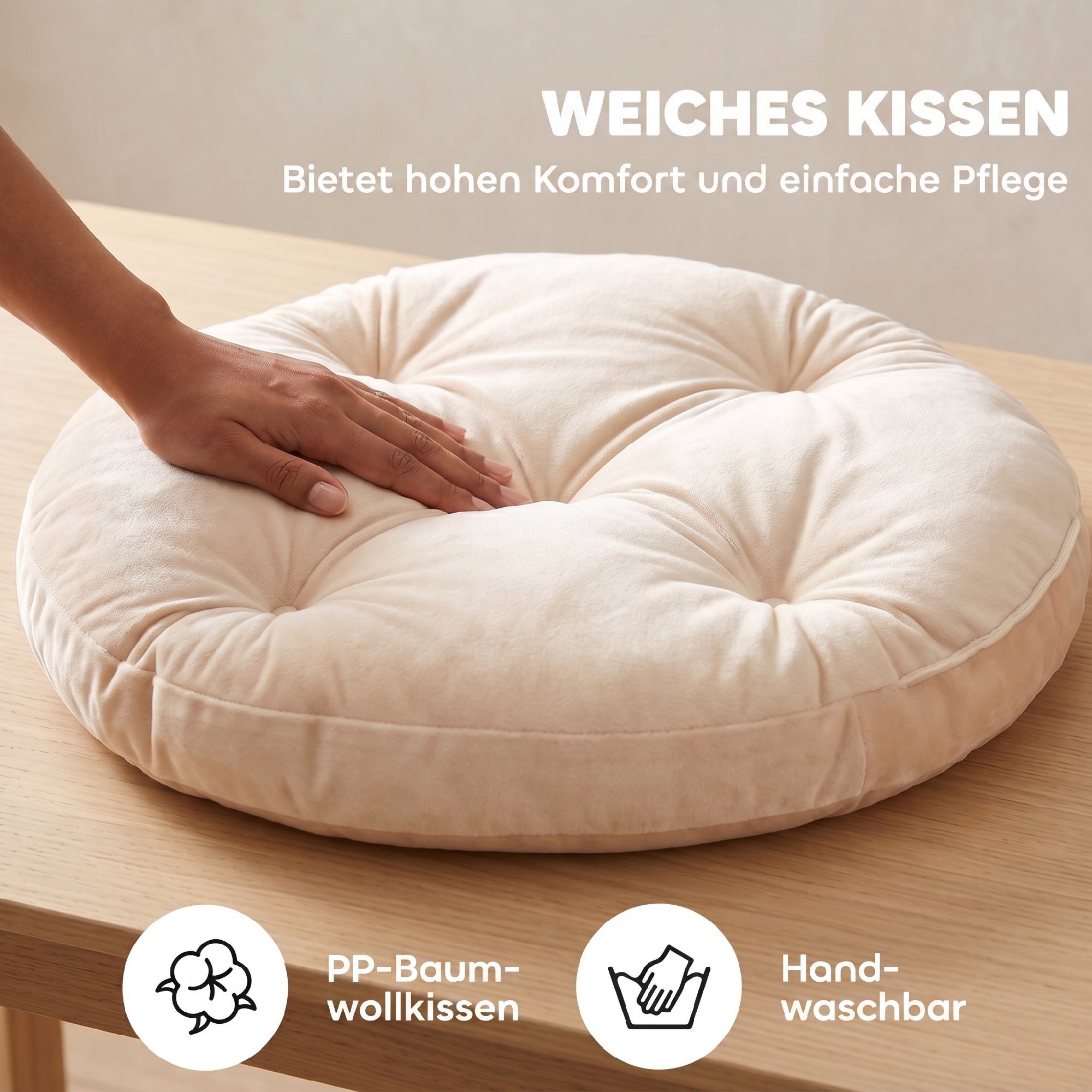 Katzenbett Rattan Katzenhöhle mit Waschbarem Kissen und Spielball, für Katzen bis 10 kg, 45 x 41 x 75 cm, Hellbraun