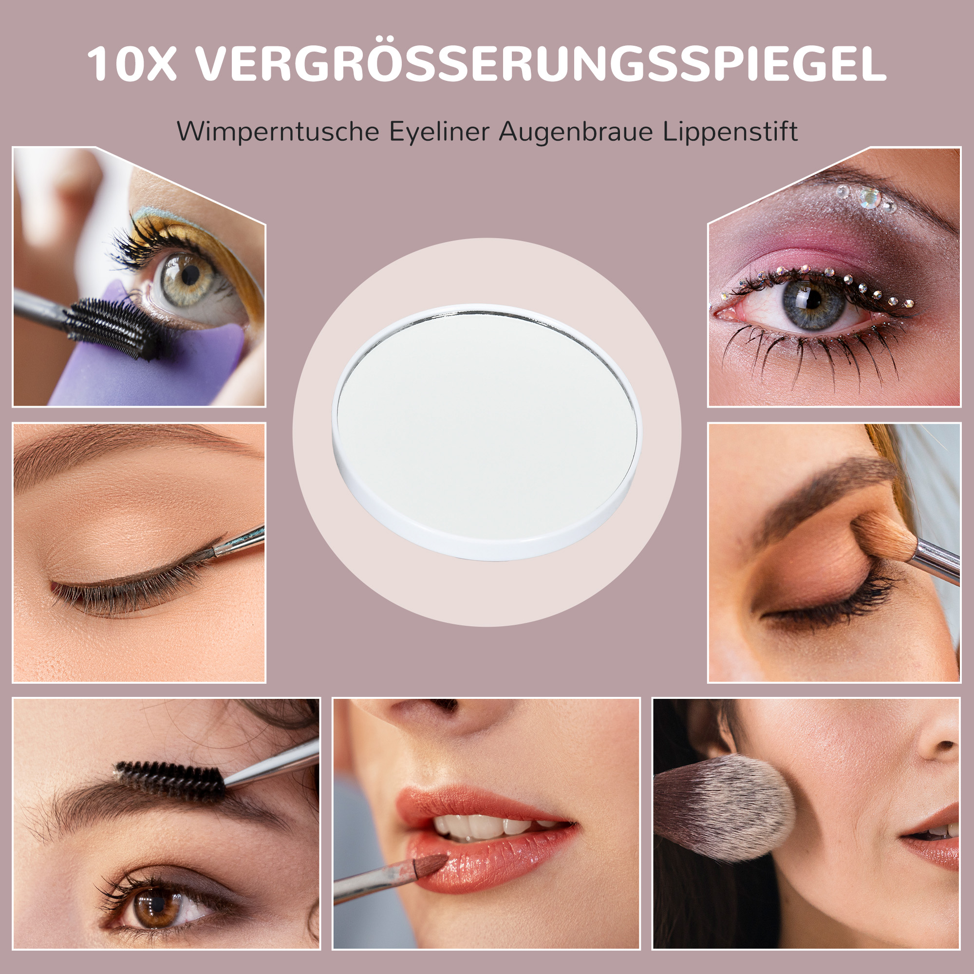 LED-Kosmetikspiegel, 3 Lichtmodi, dimmbar, Touchsteuerung, USB, 62,5 x 49,5cm, Weiß